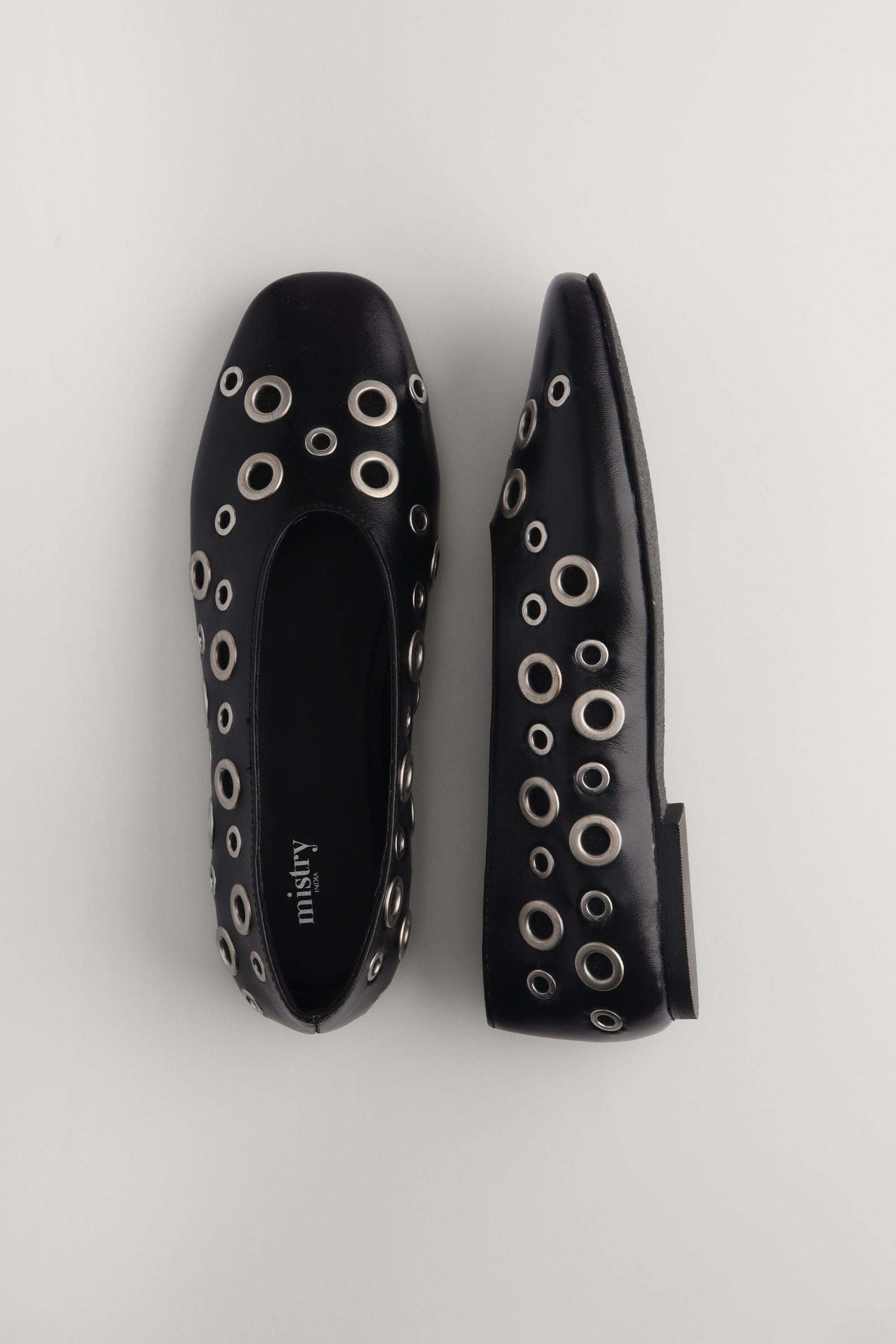 Black Ballet Flats with Eyelets