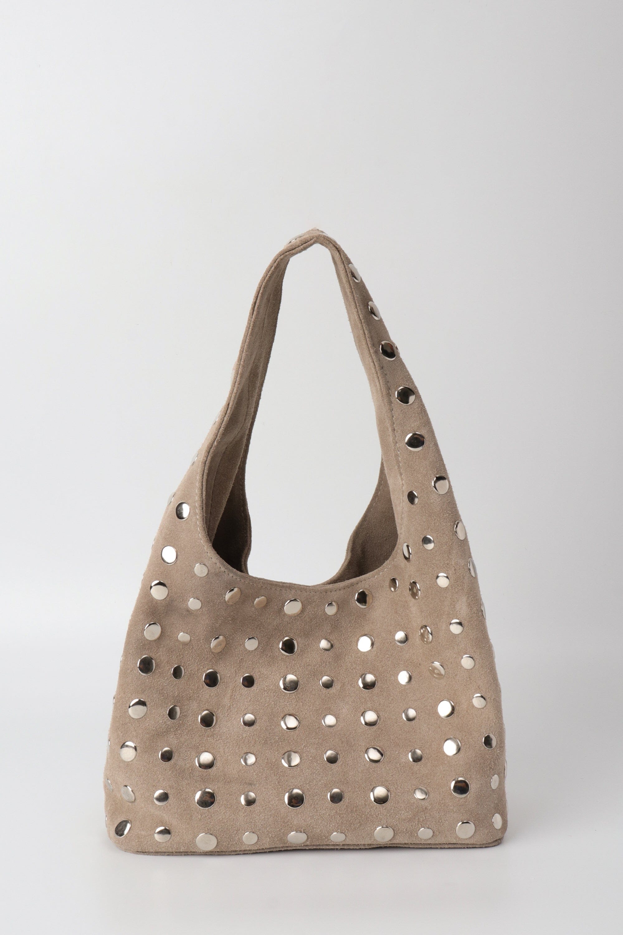 Icon Studded Midi in Off White Suede