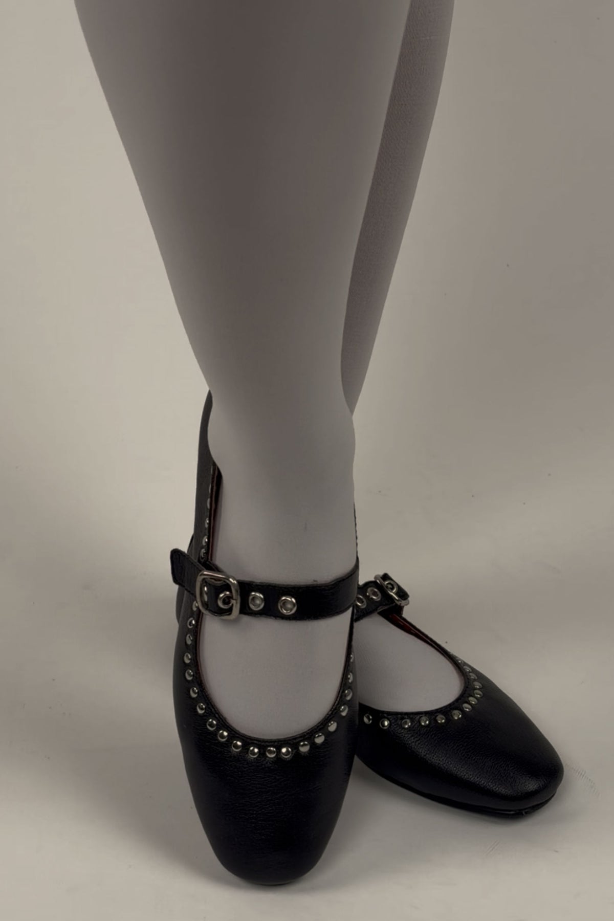 Black Ballet Flats with Rivet Detailing