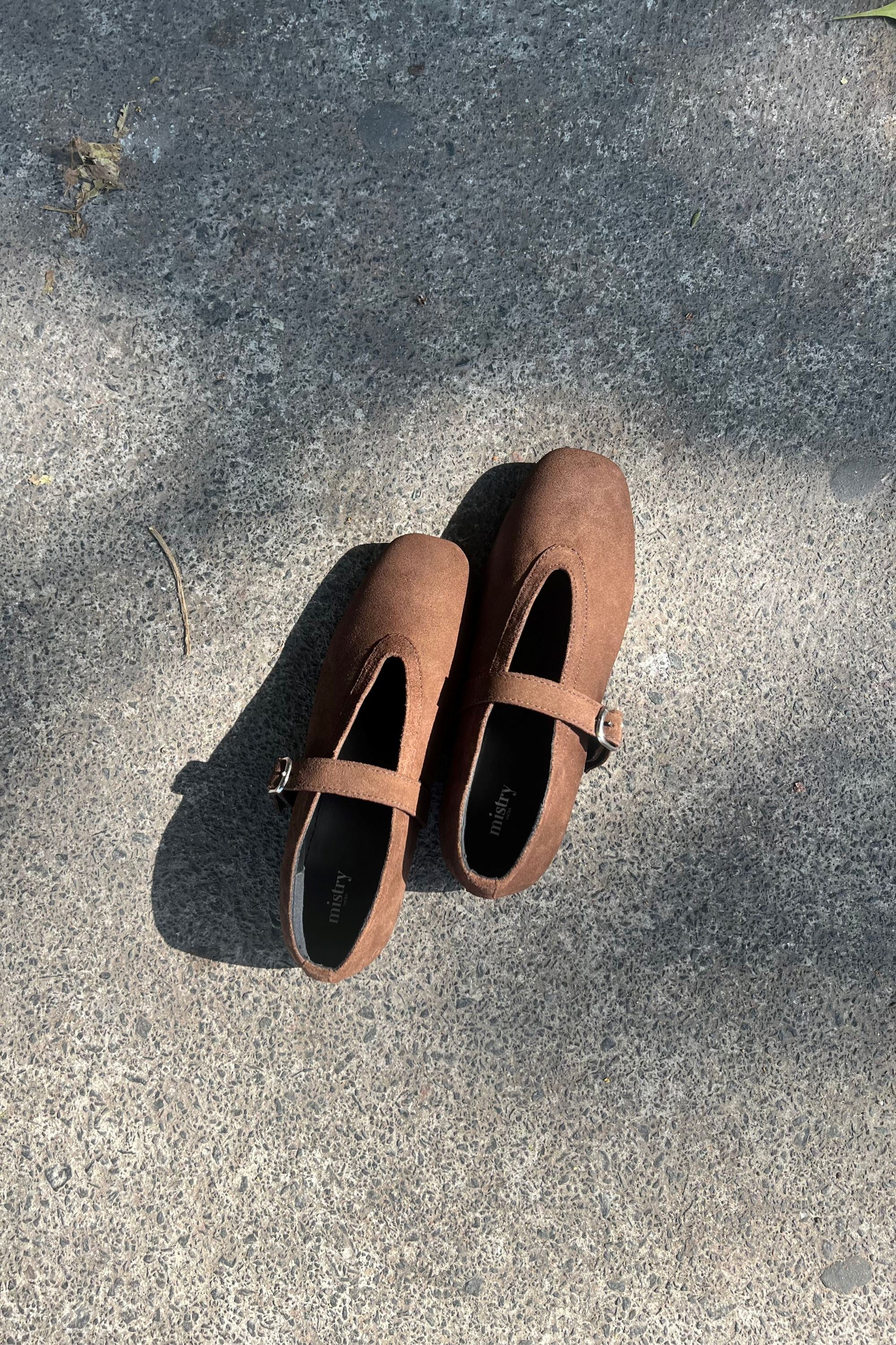 Ballet Flats in Brown Suede