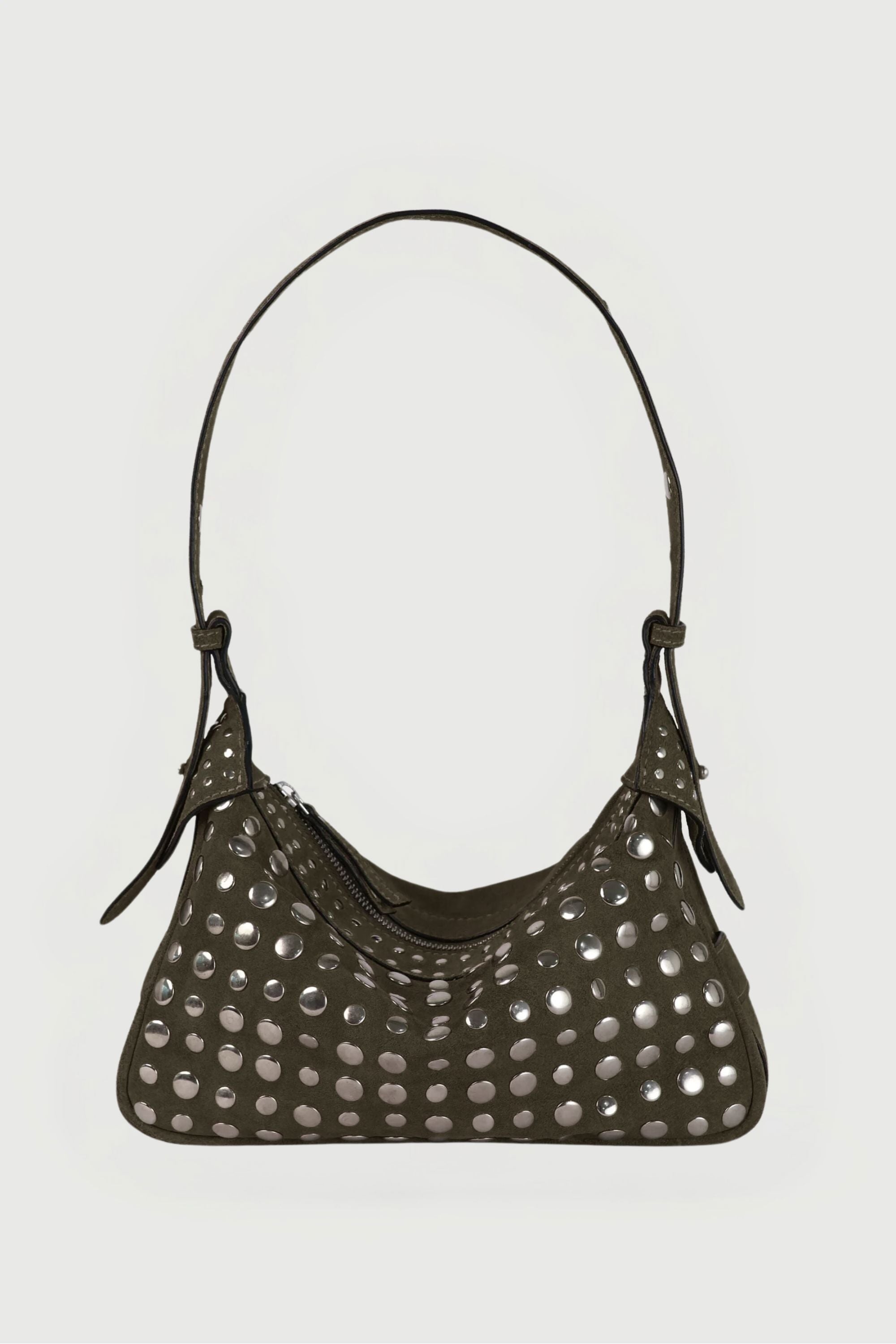 Icon Studded Baguette in Olive Green