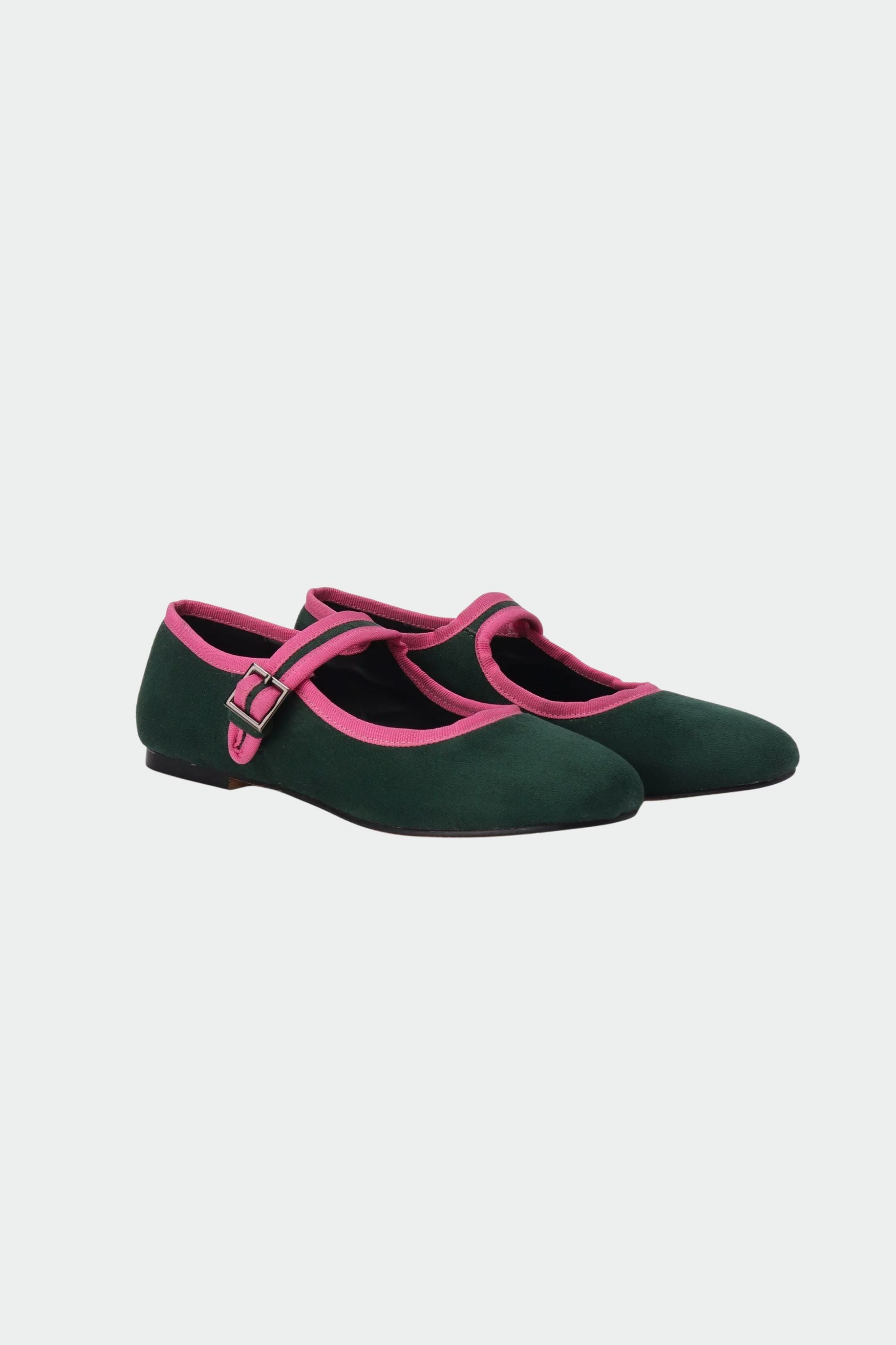 Suede Ballerinas in Emerald Green