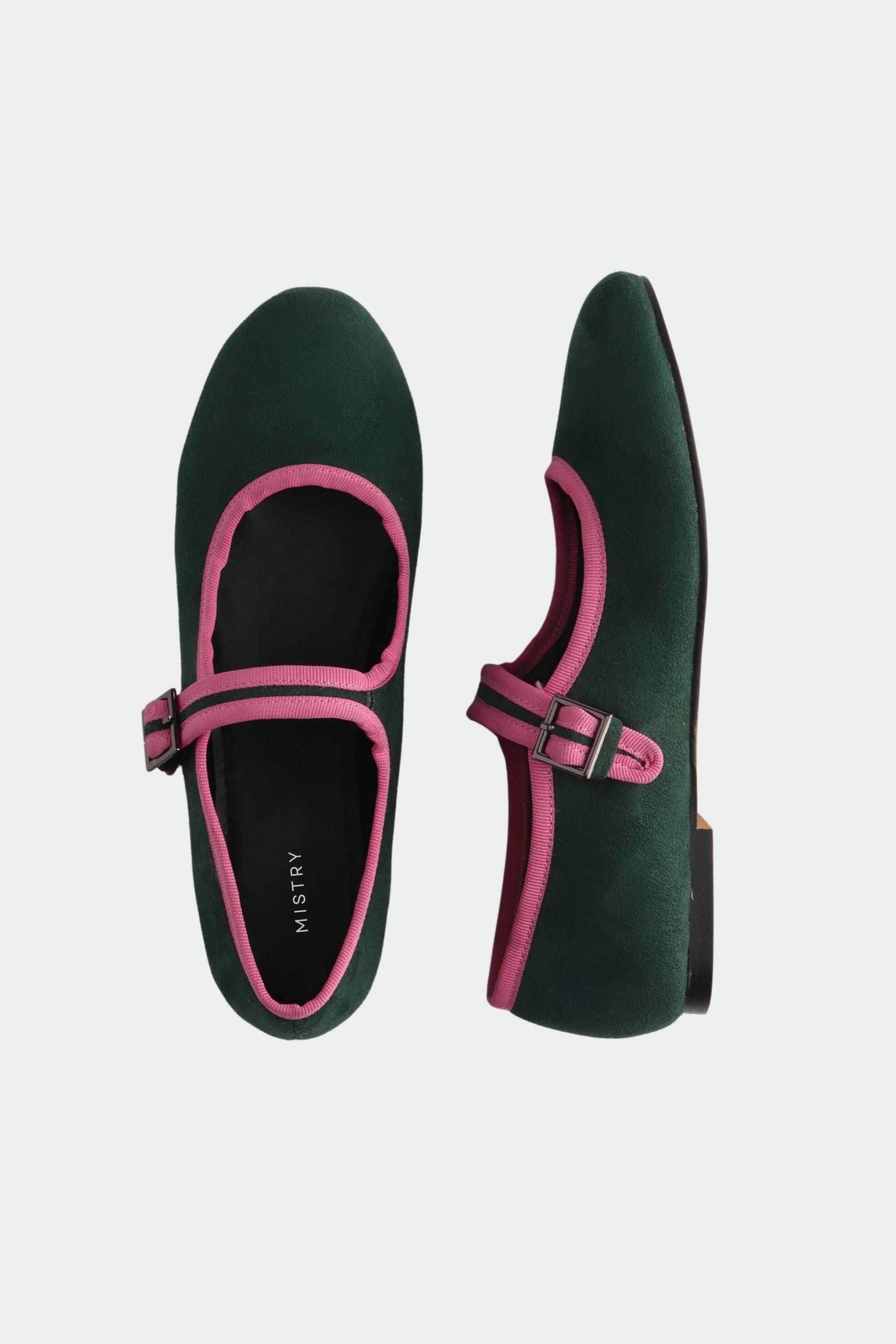 Suede Ballerinas in Emerald Green