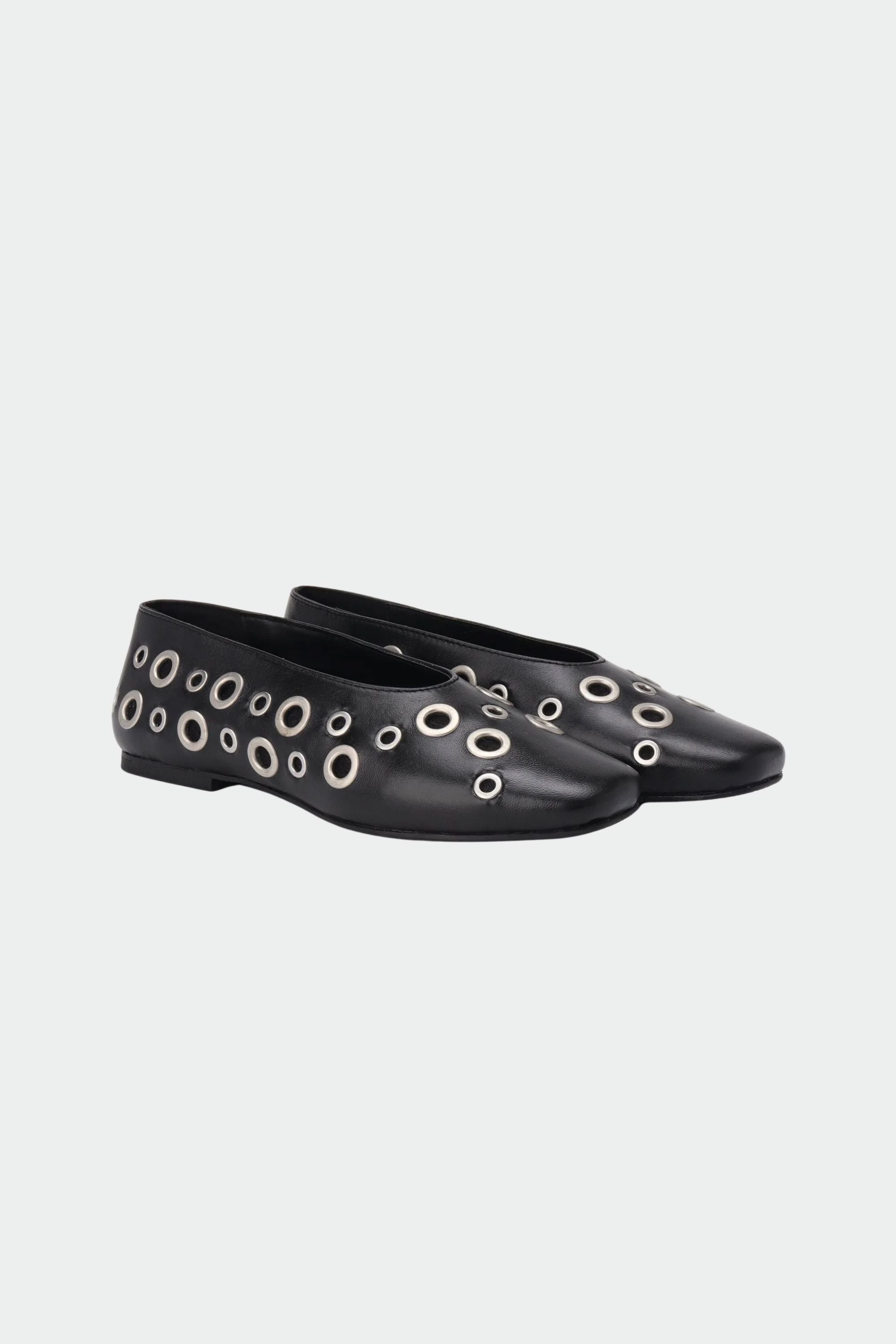 Black Ballet Flats with Eyelets