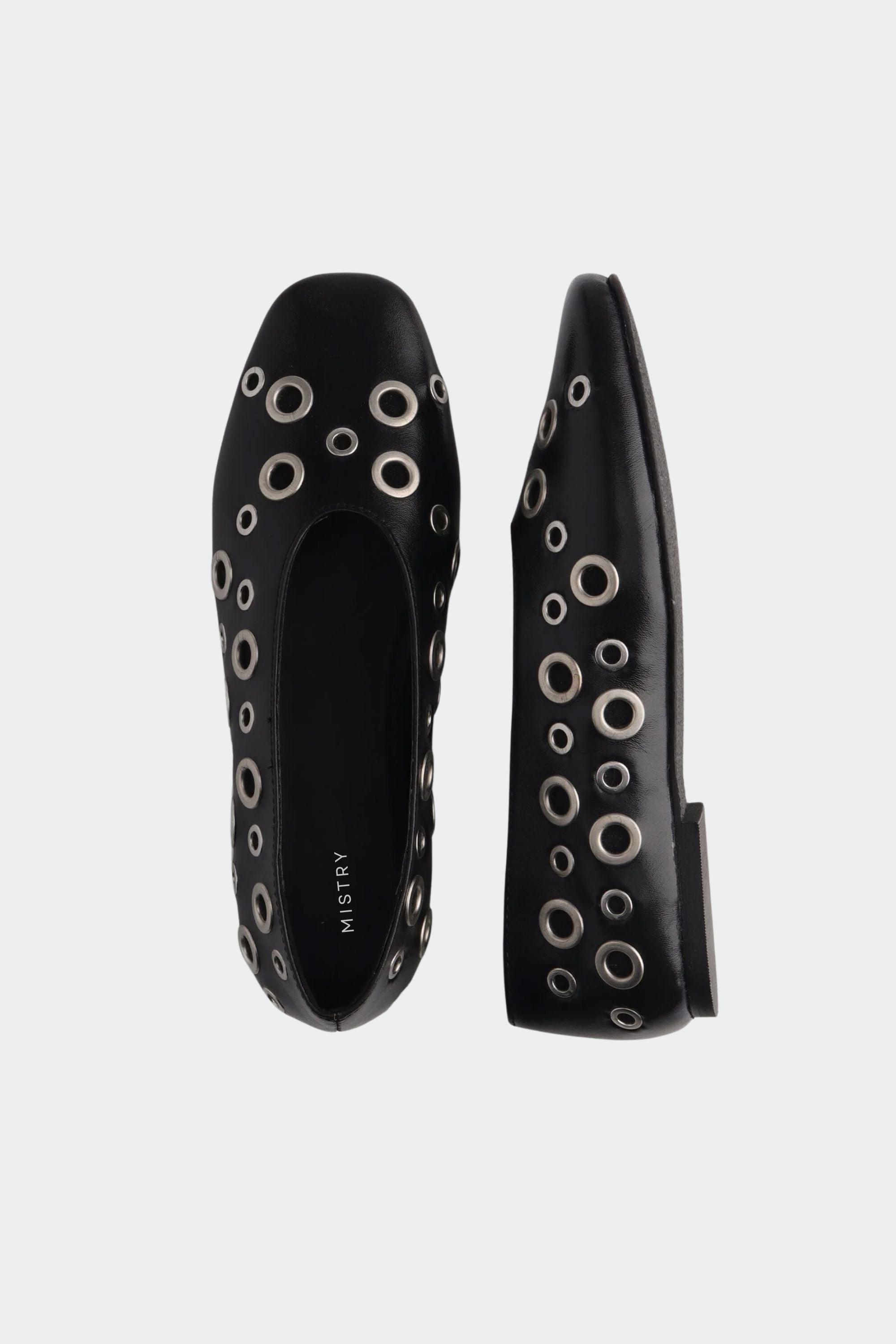 Black Ballet Flats with Eyelets