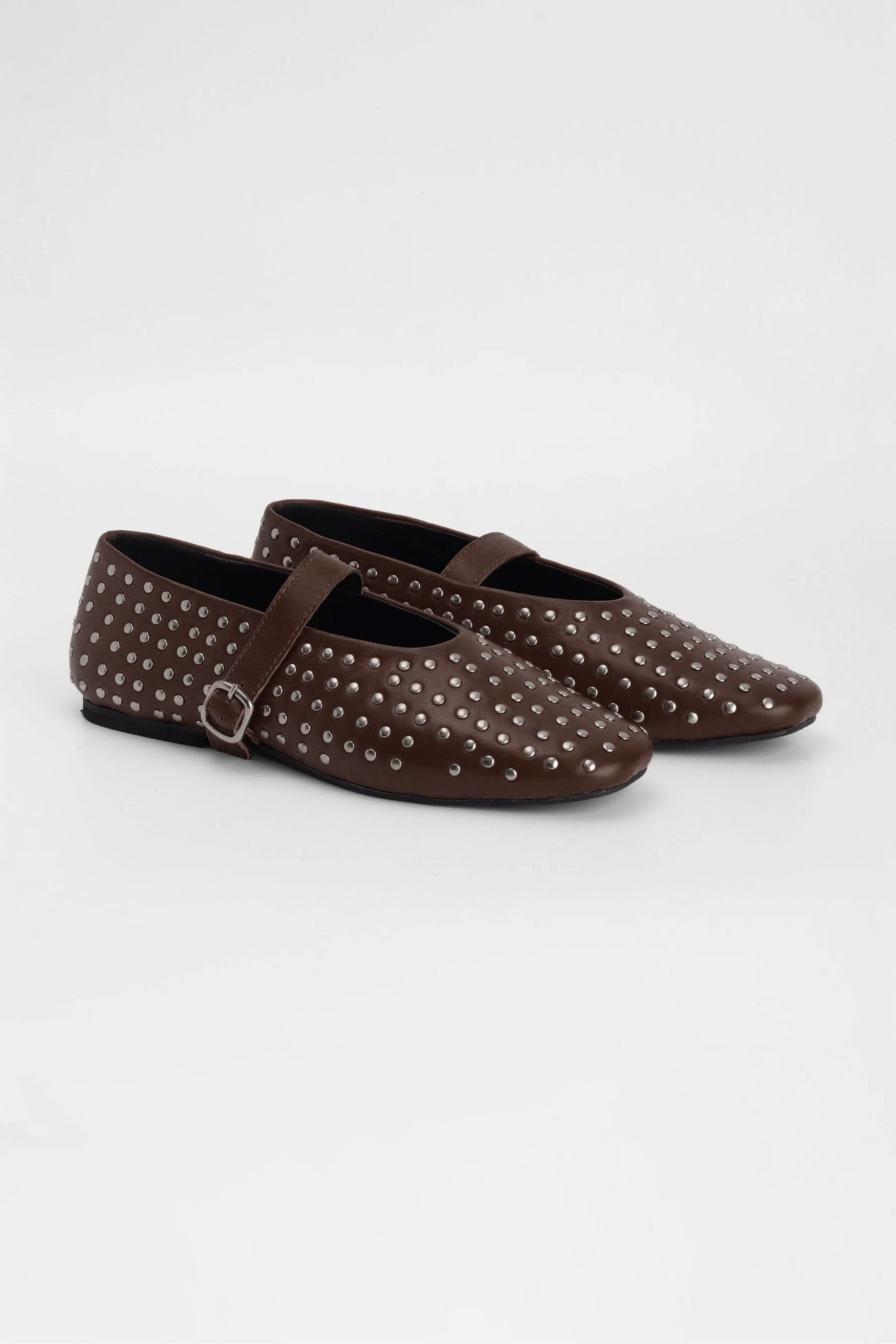 Chestnut Ballet Flats with Rivets