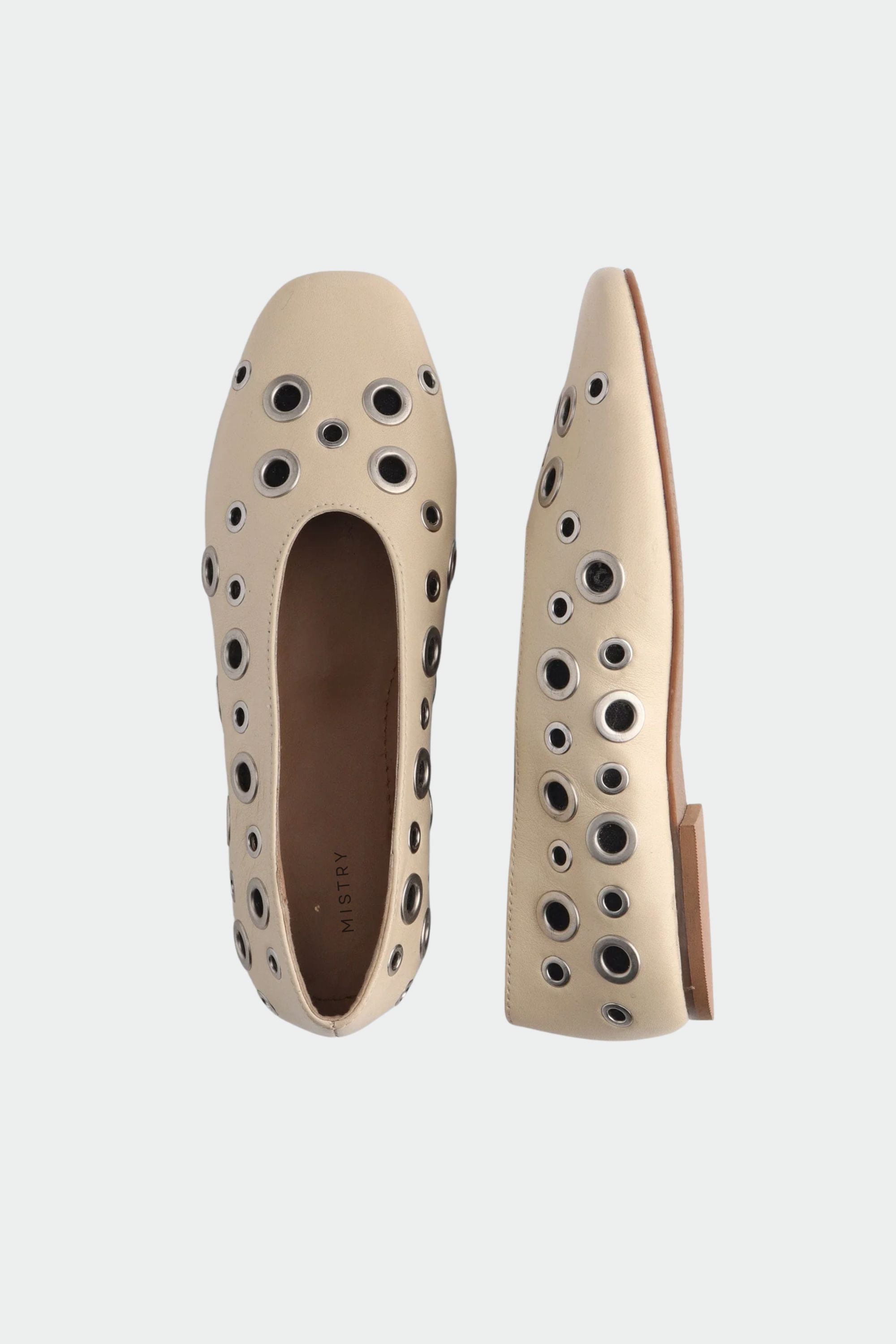 Ecru Ballet Flats with Eyelets