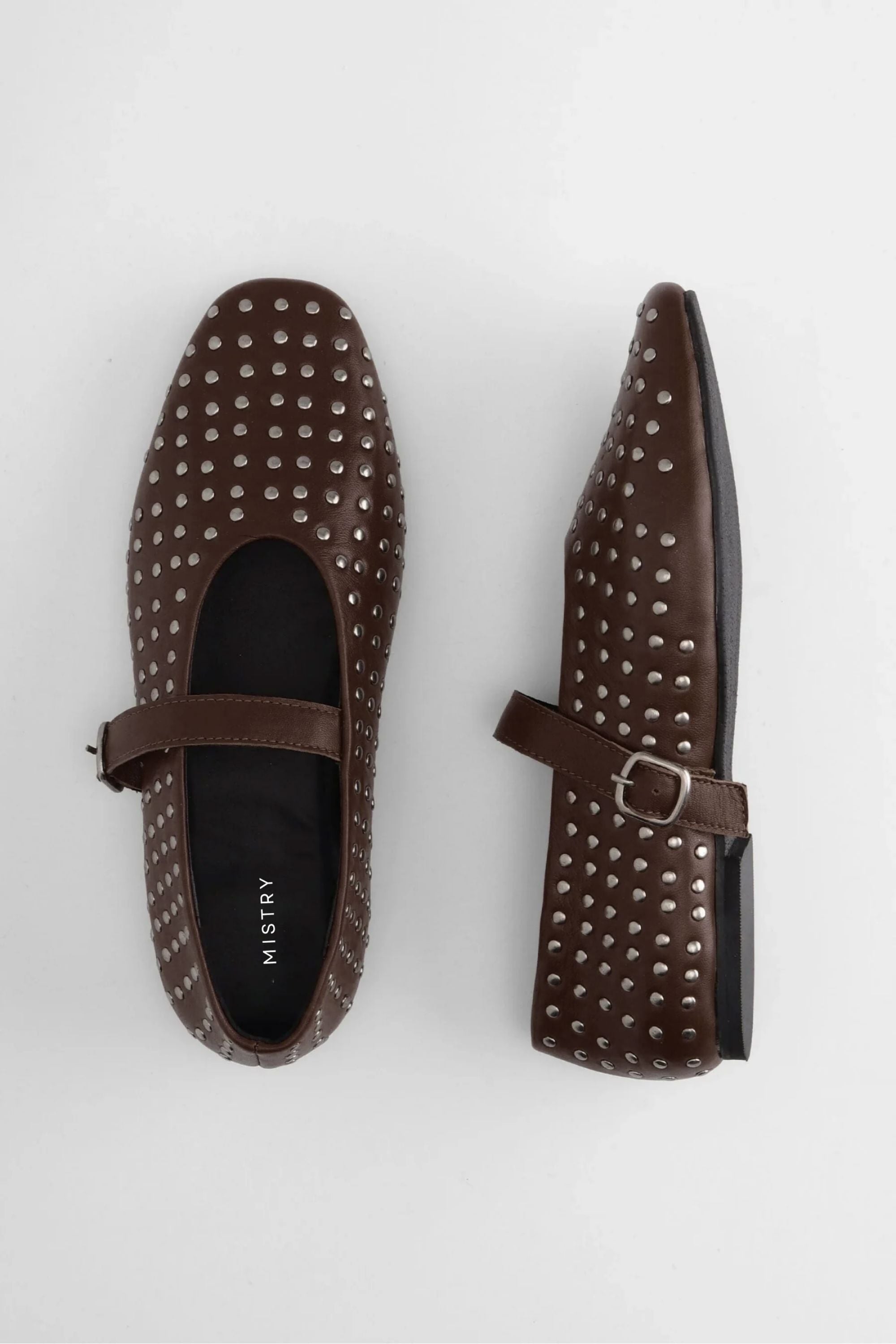 Chestnut Ballet Flats with Rivets