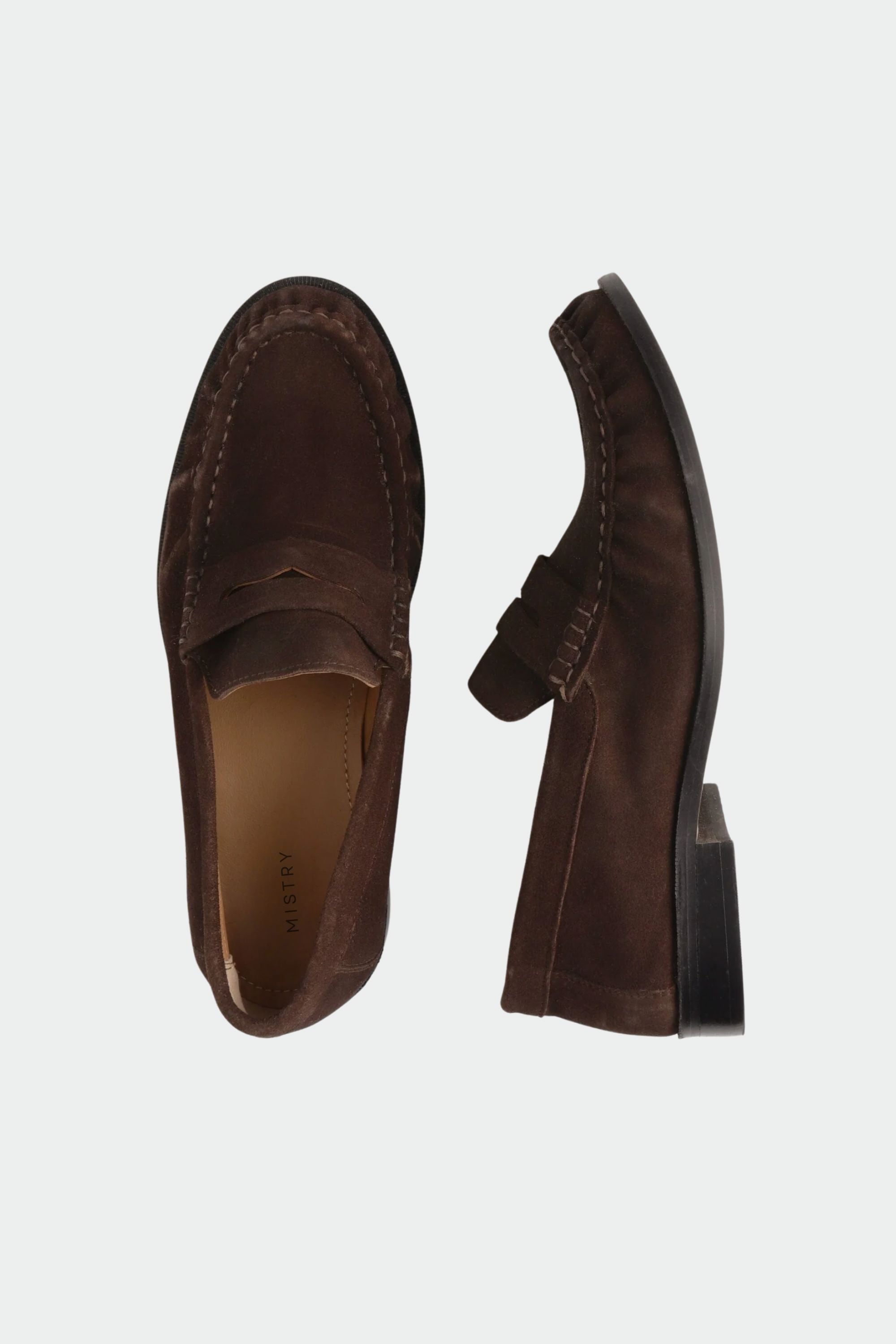 Ruched Penny Cut Loafers in Brown Suede