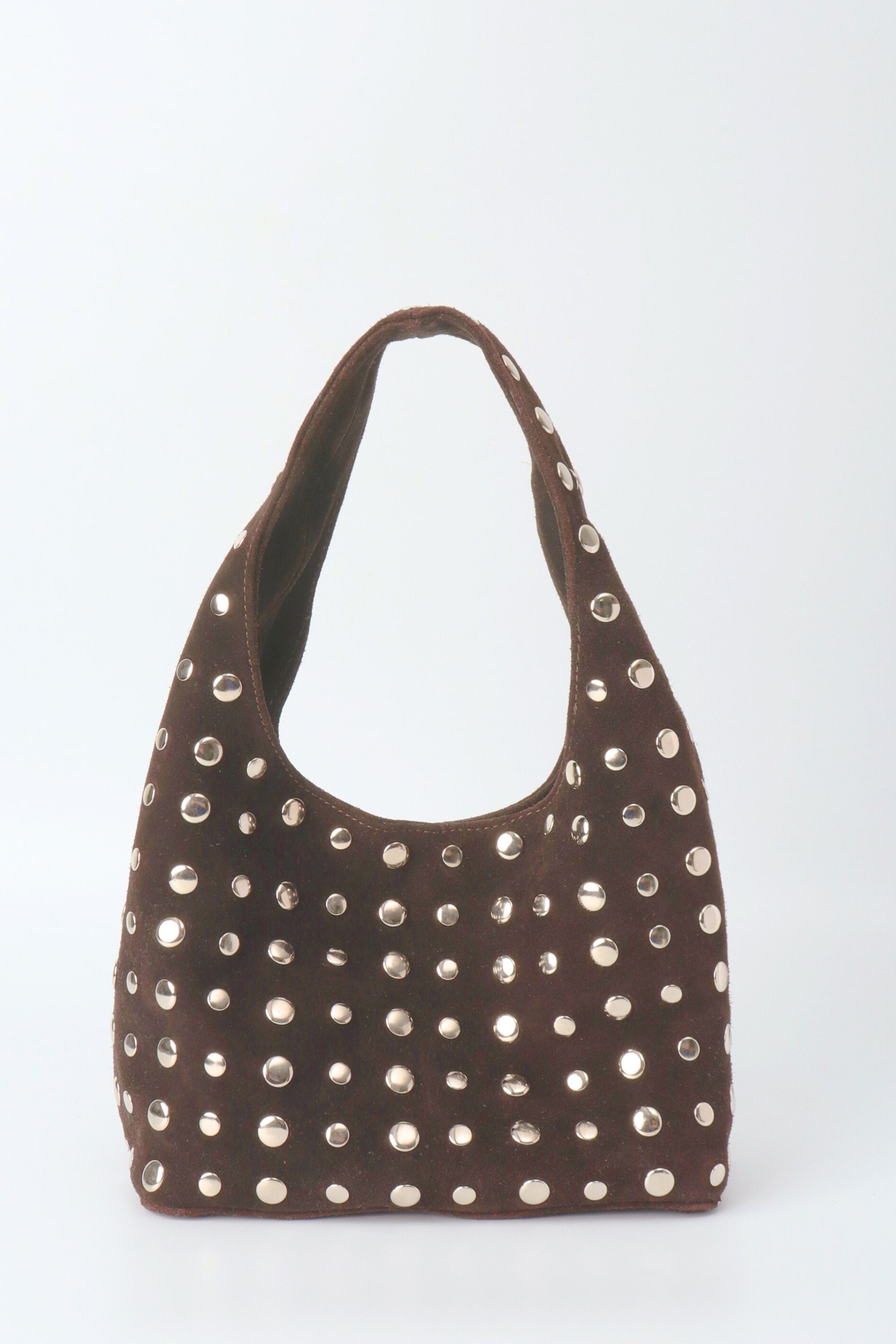 Icon Studded Midi in Brown Suede