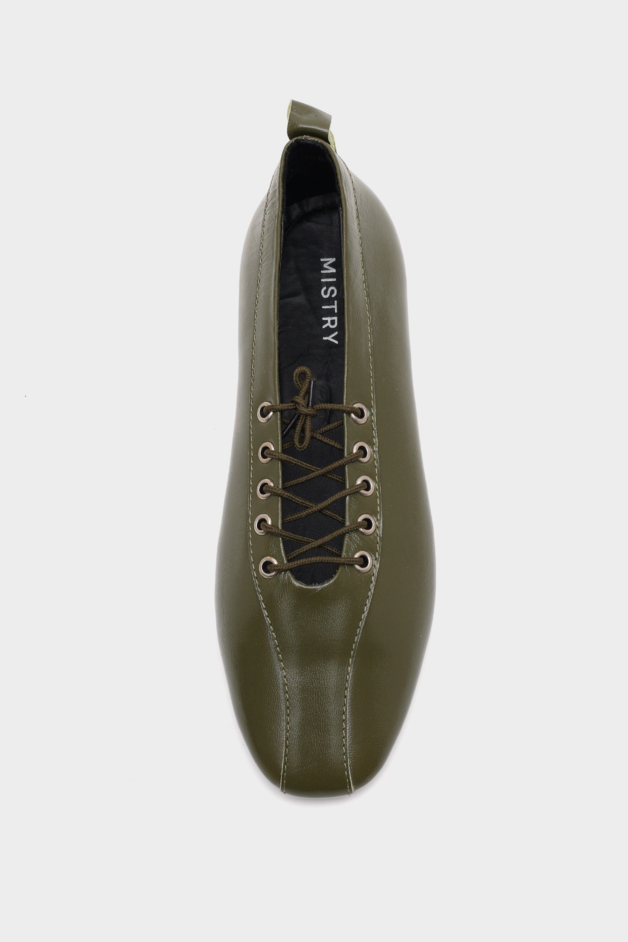 Lace Up Ballerinas In Olive Green