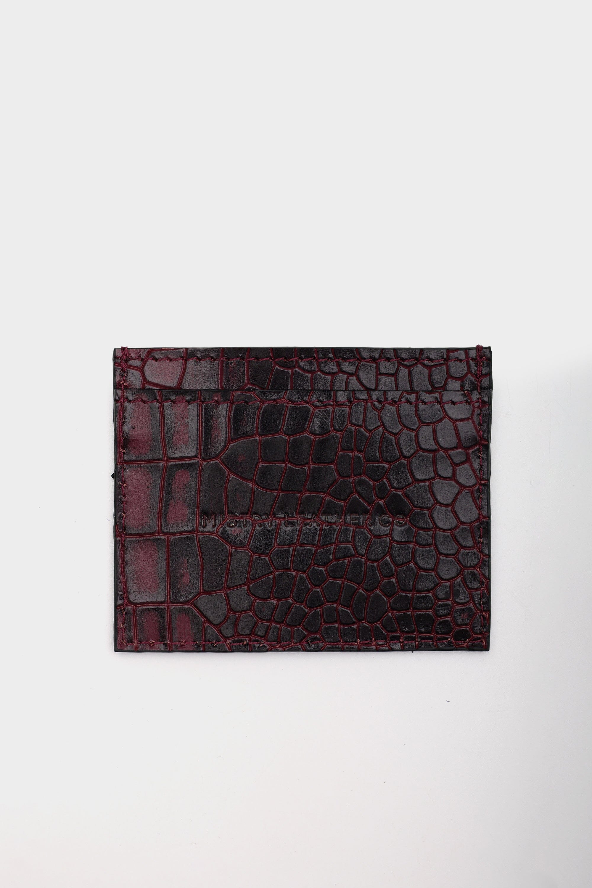 Croc Embossed Everyday Cardholder in Mulberry