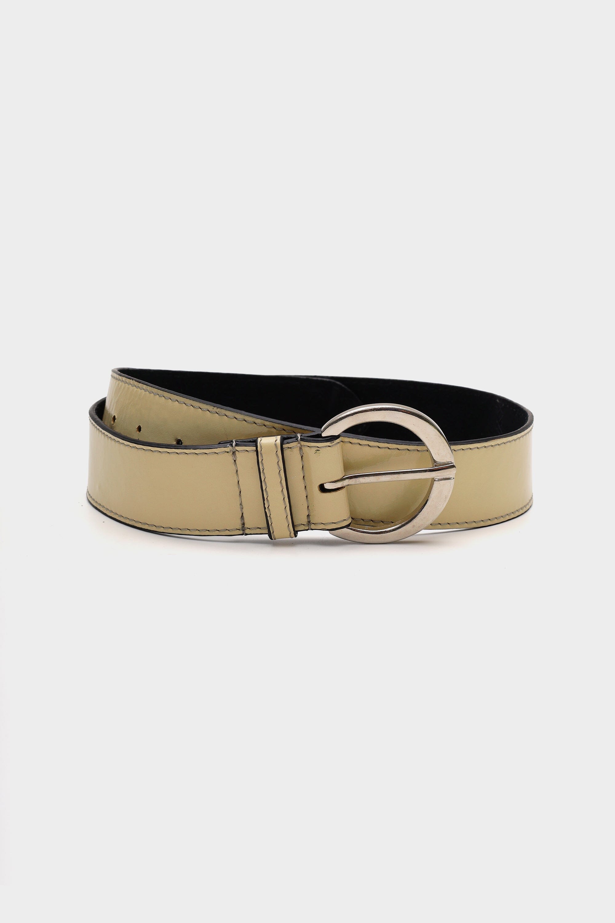 Buckled Belt in Yellow Patent Leather