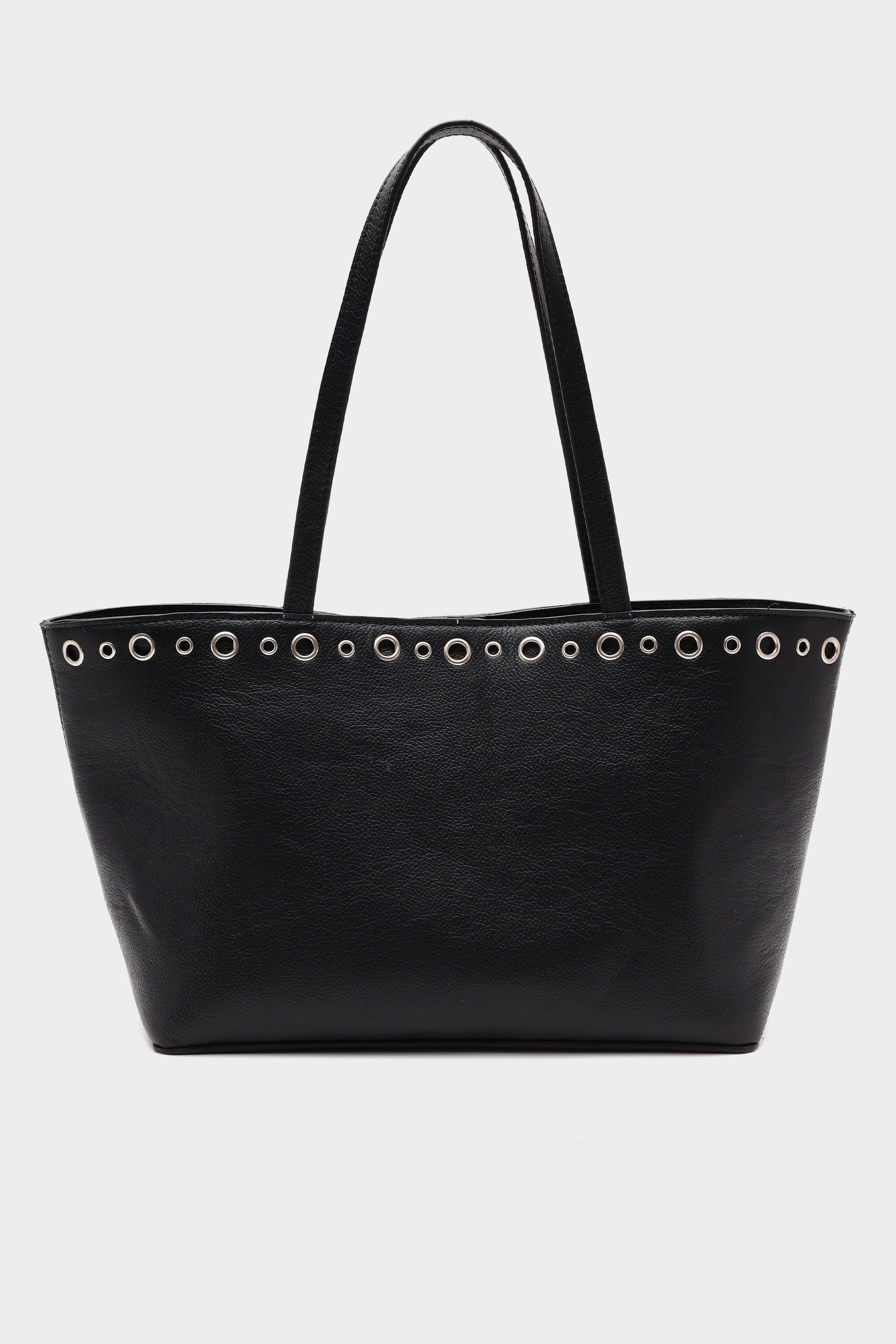 Mini Basic Tote Pebbled Black with Eyelet Details