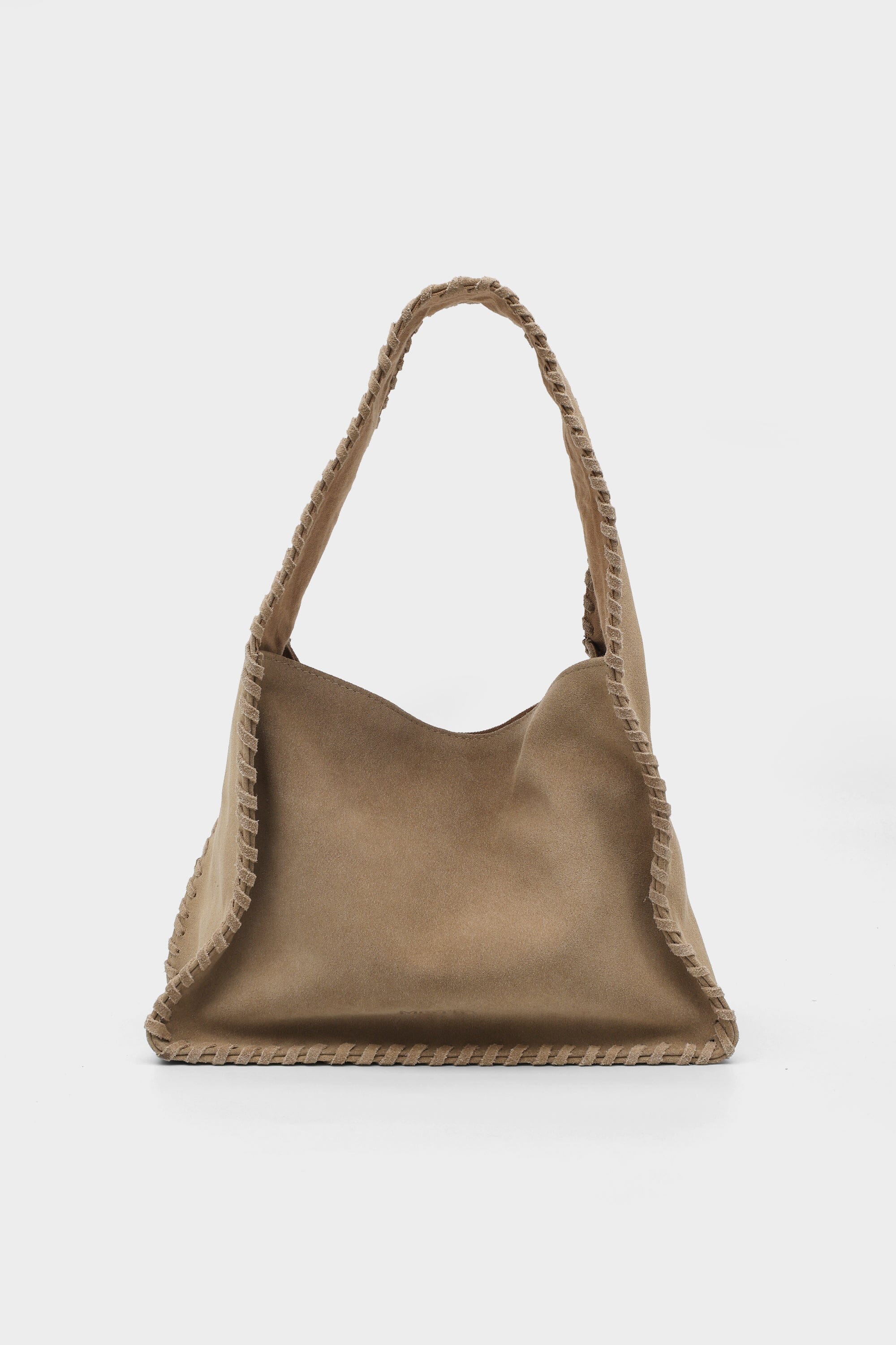 Bento Large in Off-White Suede Whipstitch