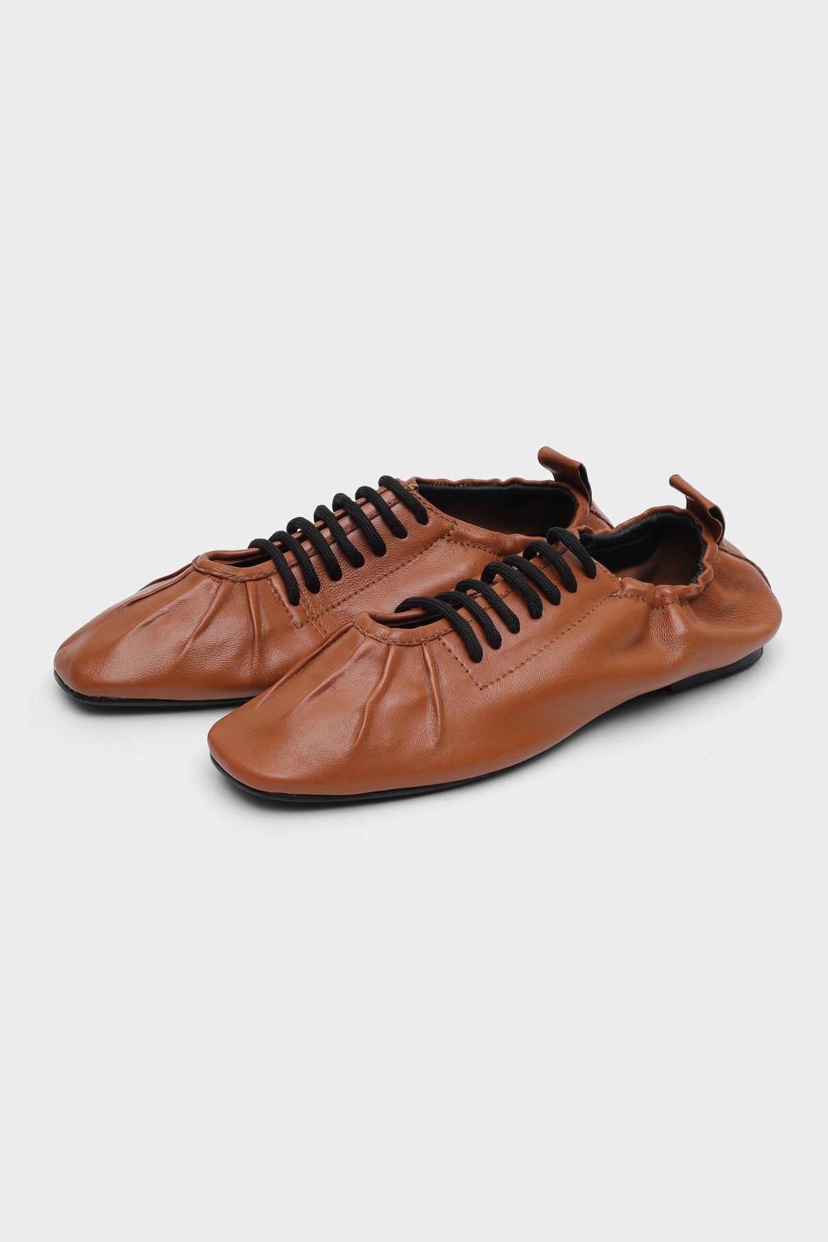 Hand-Ruched Sneaker in Tan