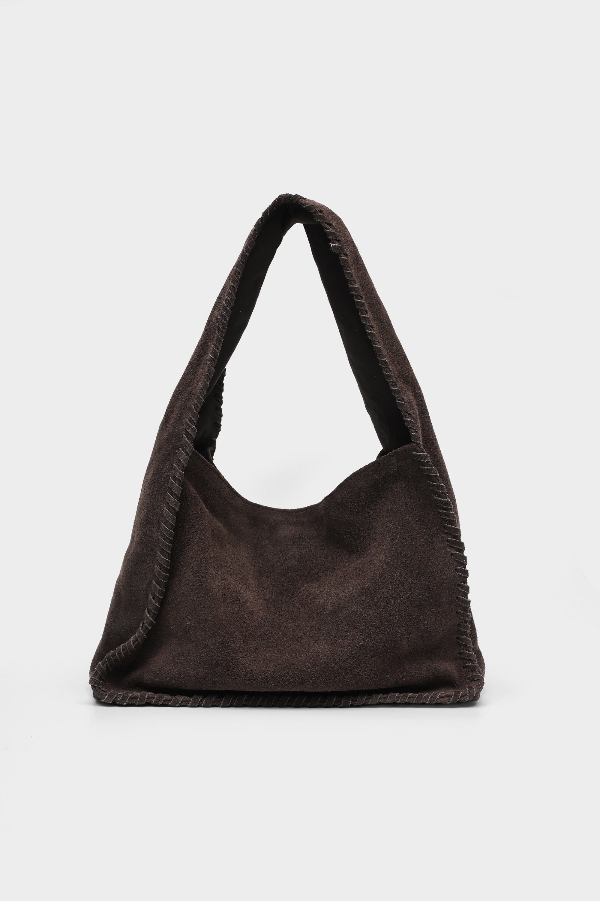 Bento Large in Brown Suede Whipstitch