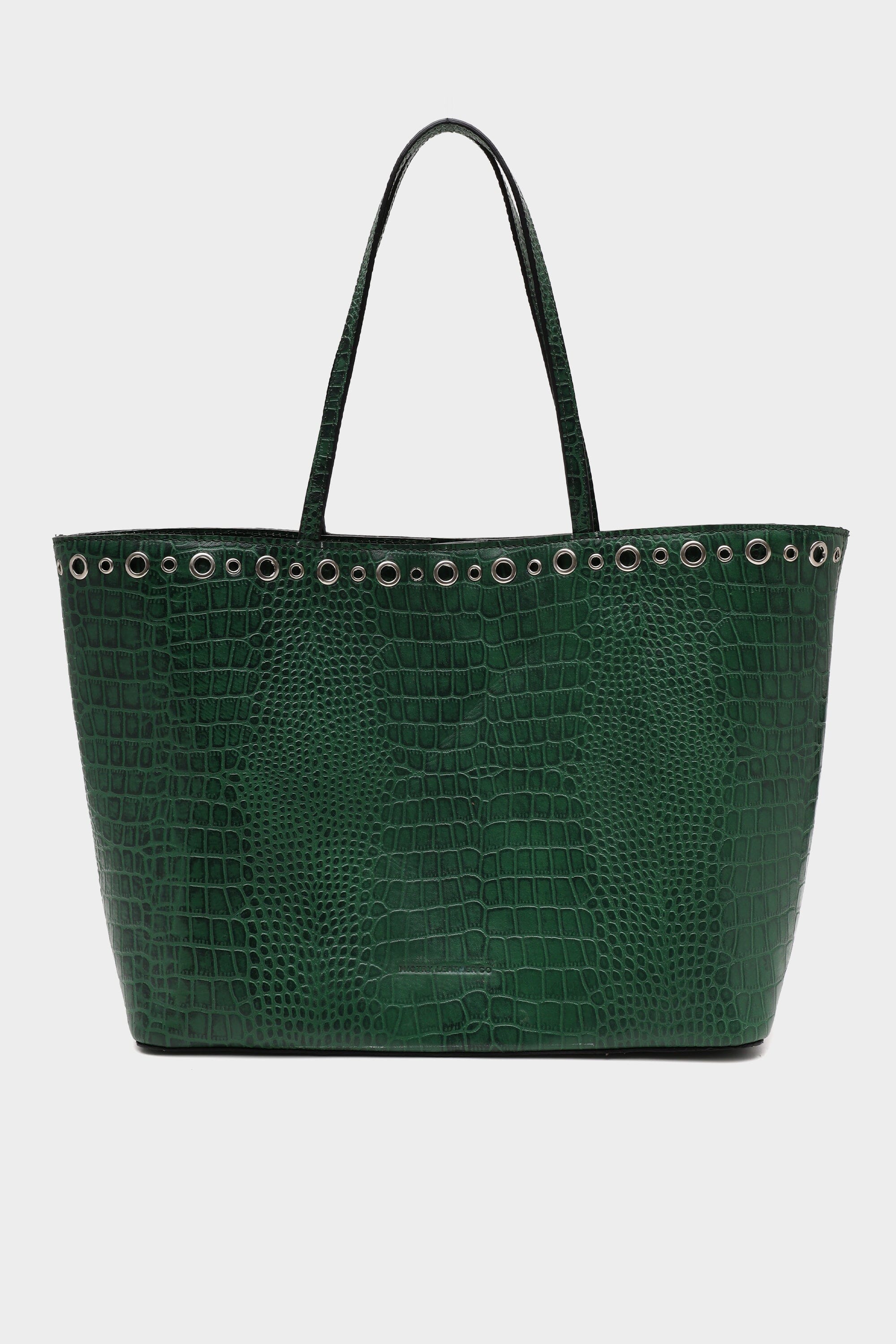 Basic Tote In Forest Green with Eyelet Details