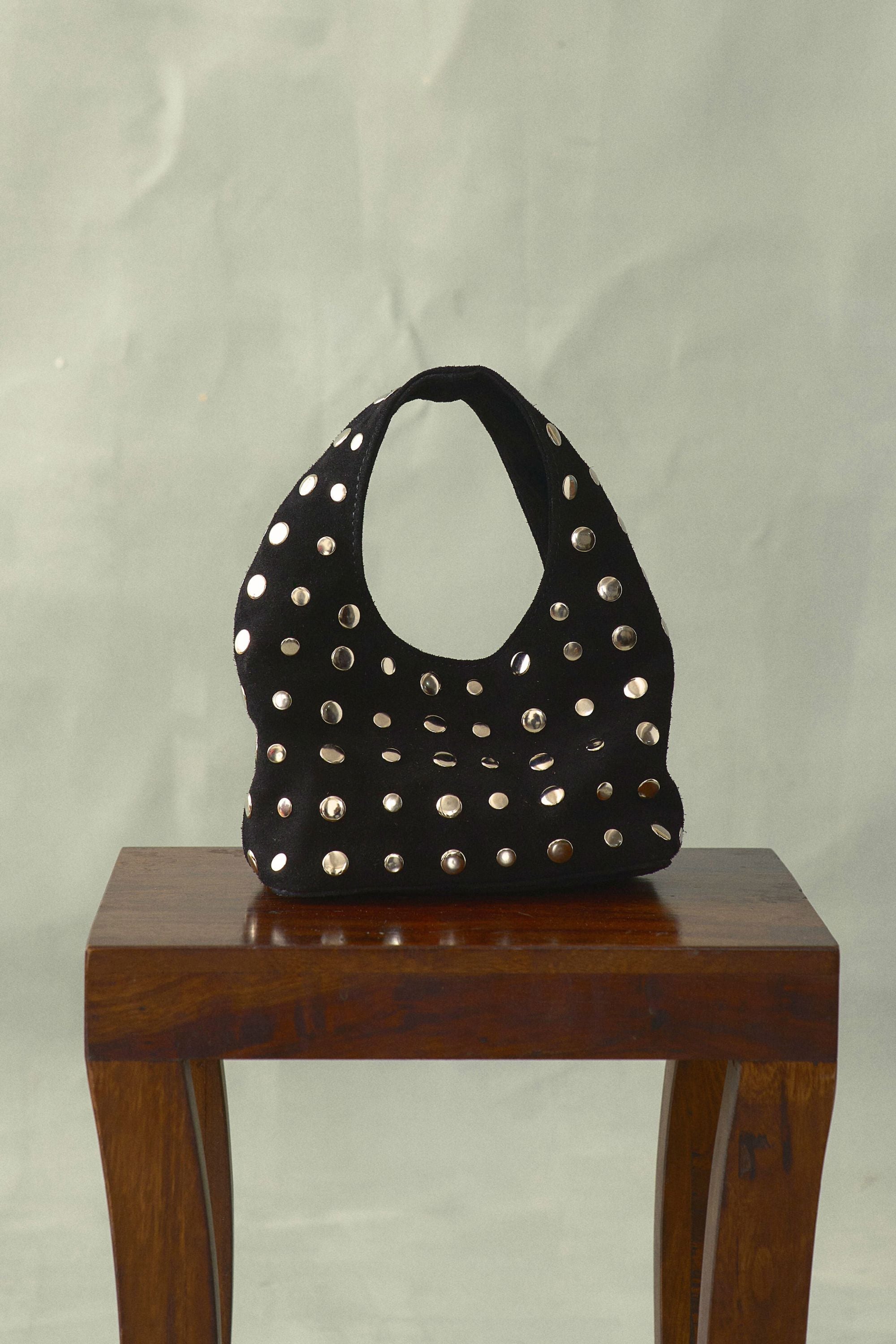 Icon Studded Mini in Black Suede