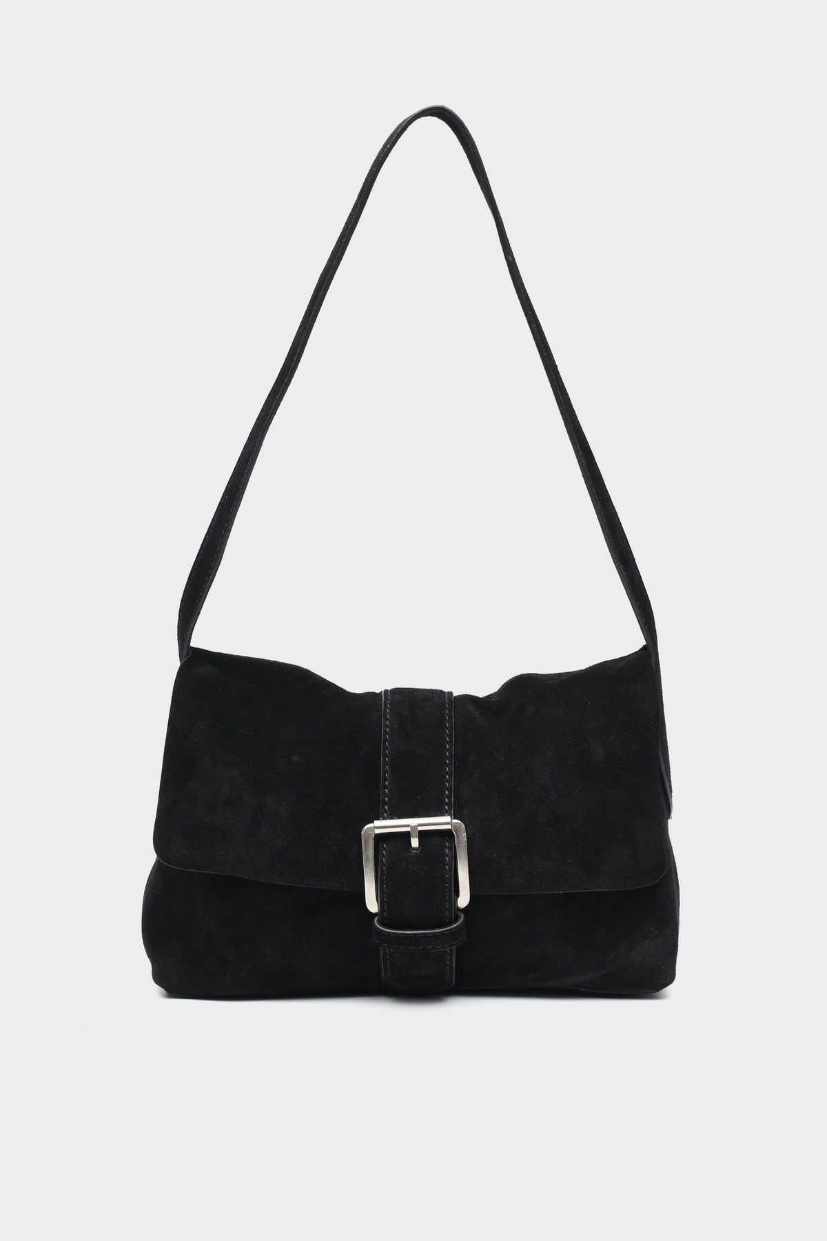 Marlow Flap Bag in Black Suede