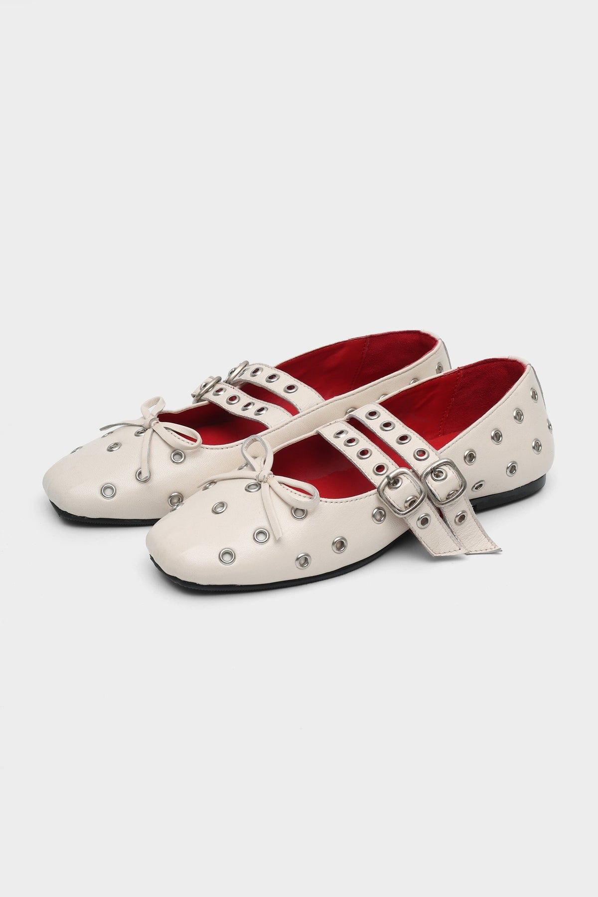 Ivory Rogue Ballerinas with Grommets