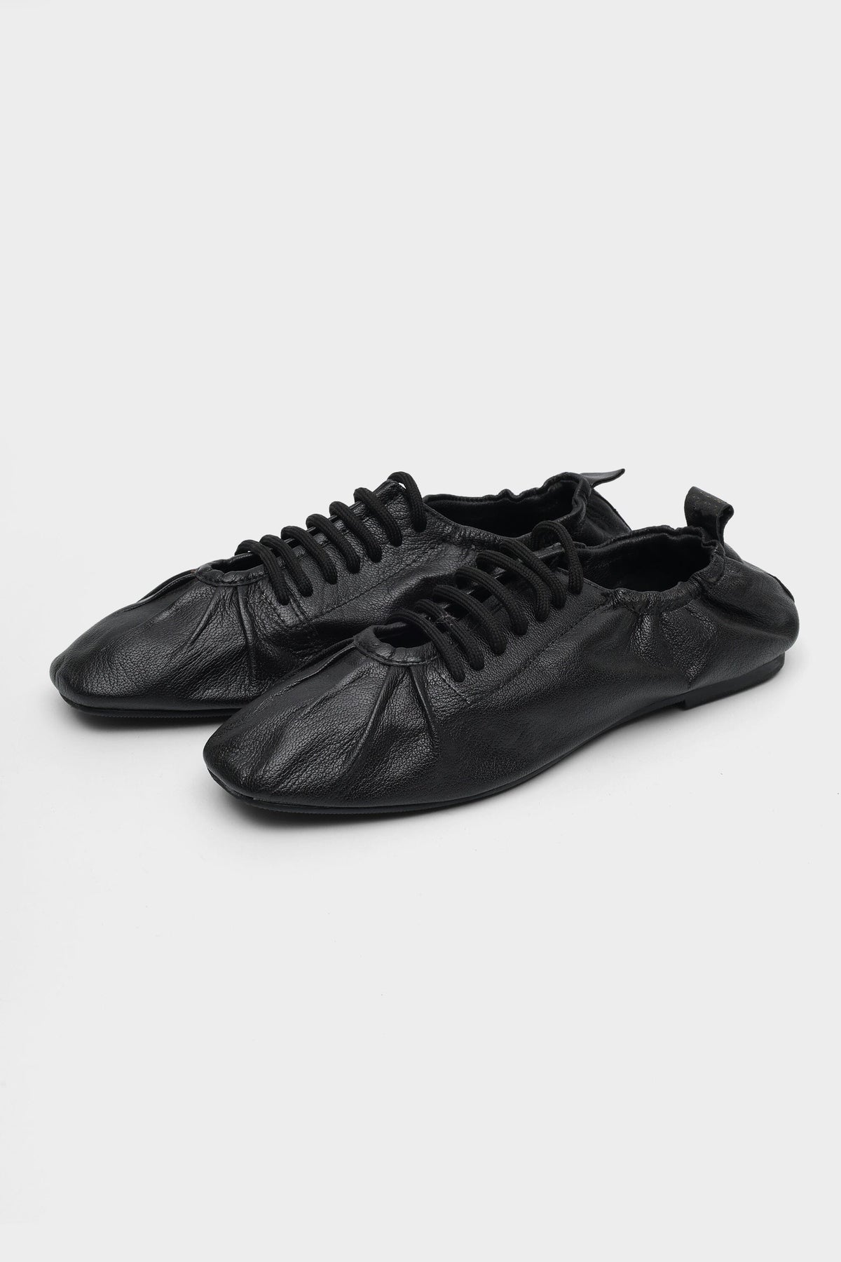 Hand-Ruched Sneaker in Black