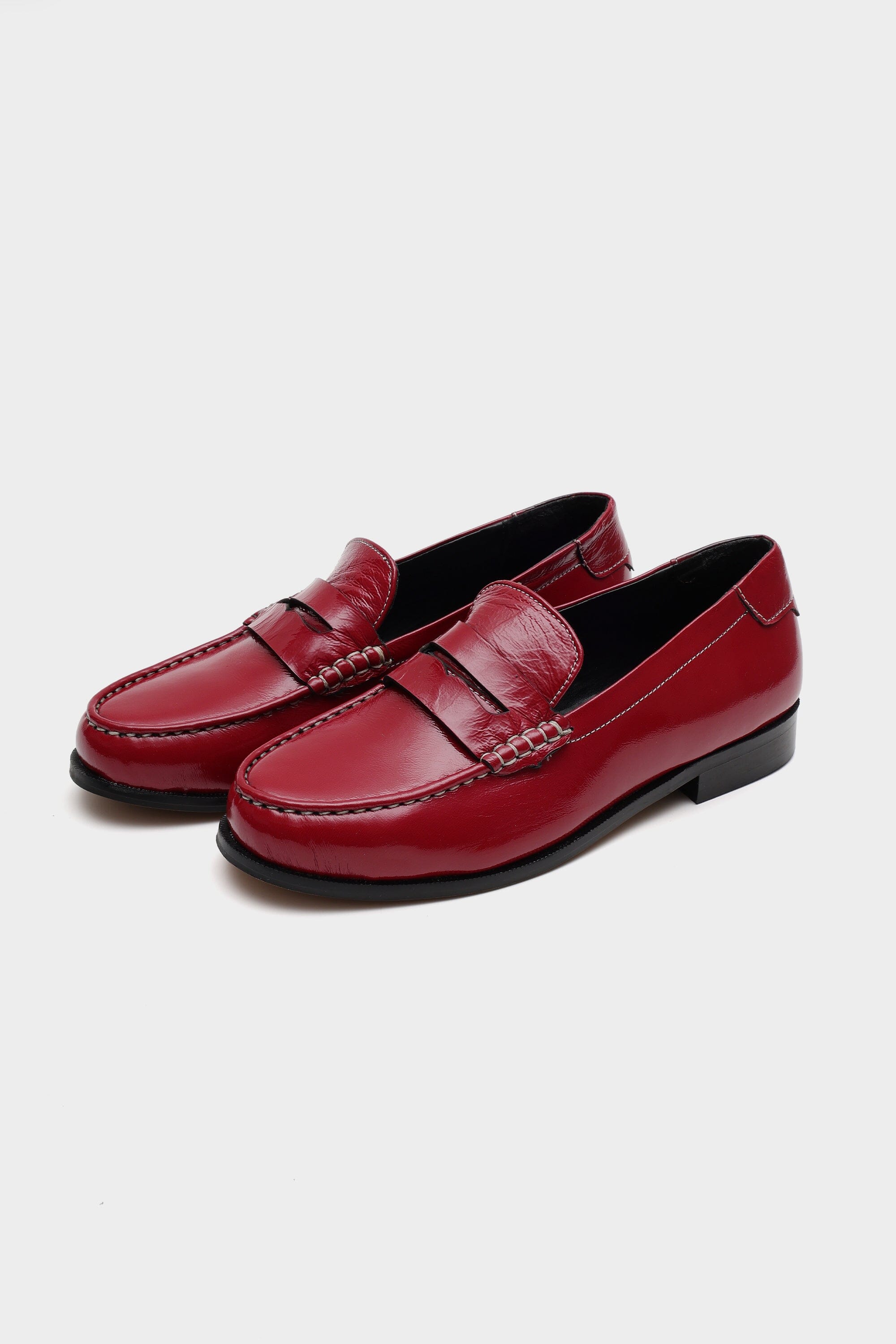 Classic Penny Cut Loafers in Red Patent Leather