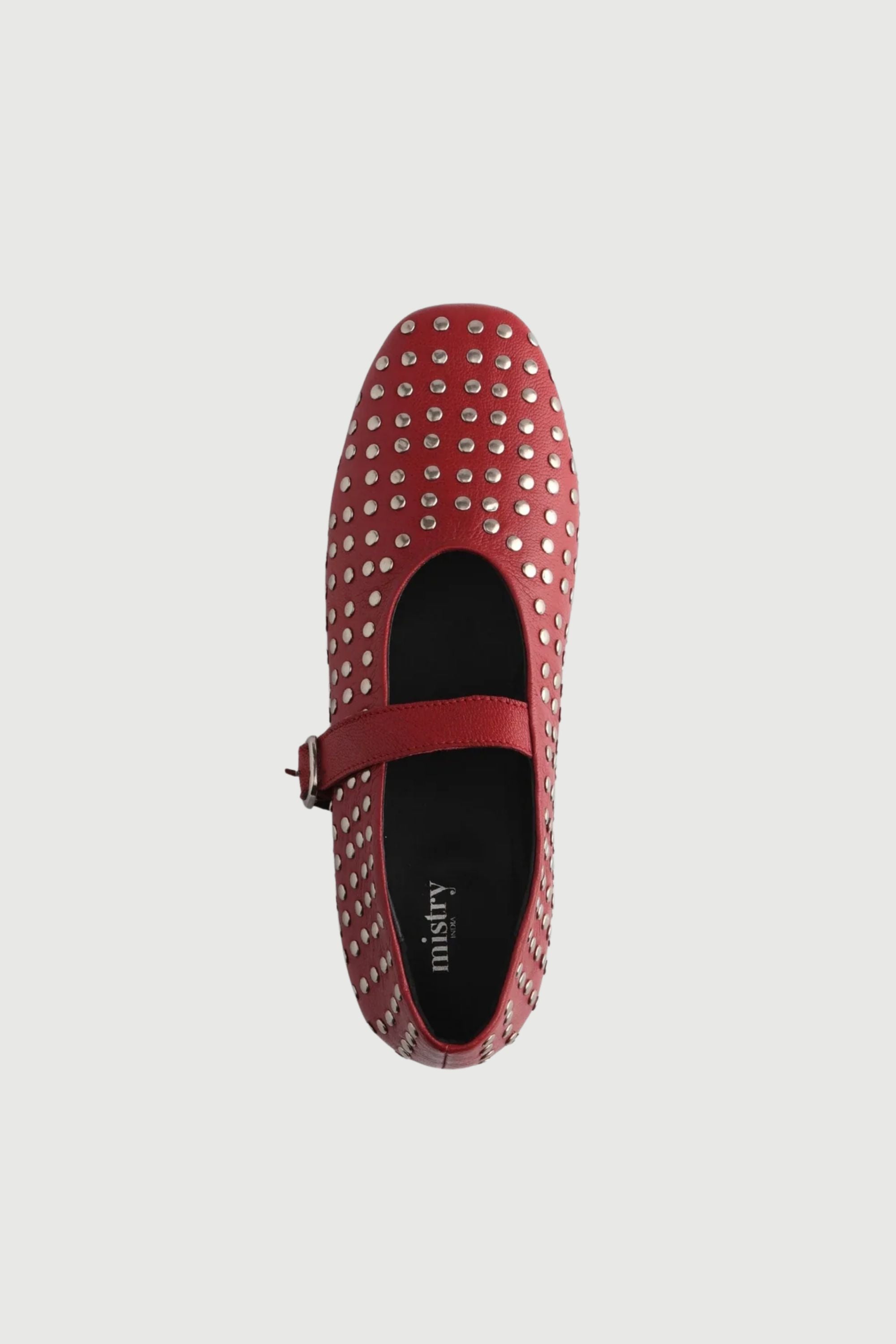 Red Ballet Flats with Rivets