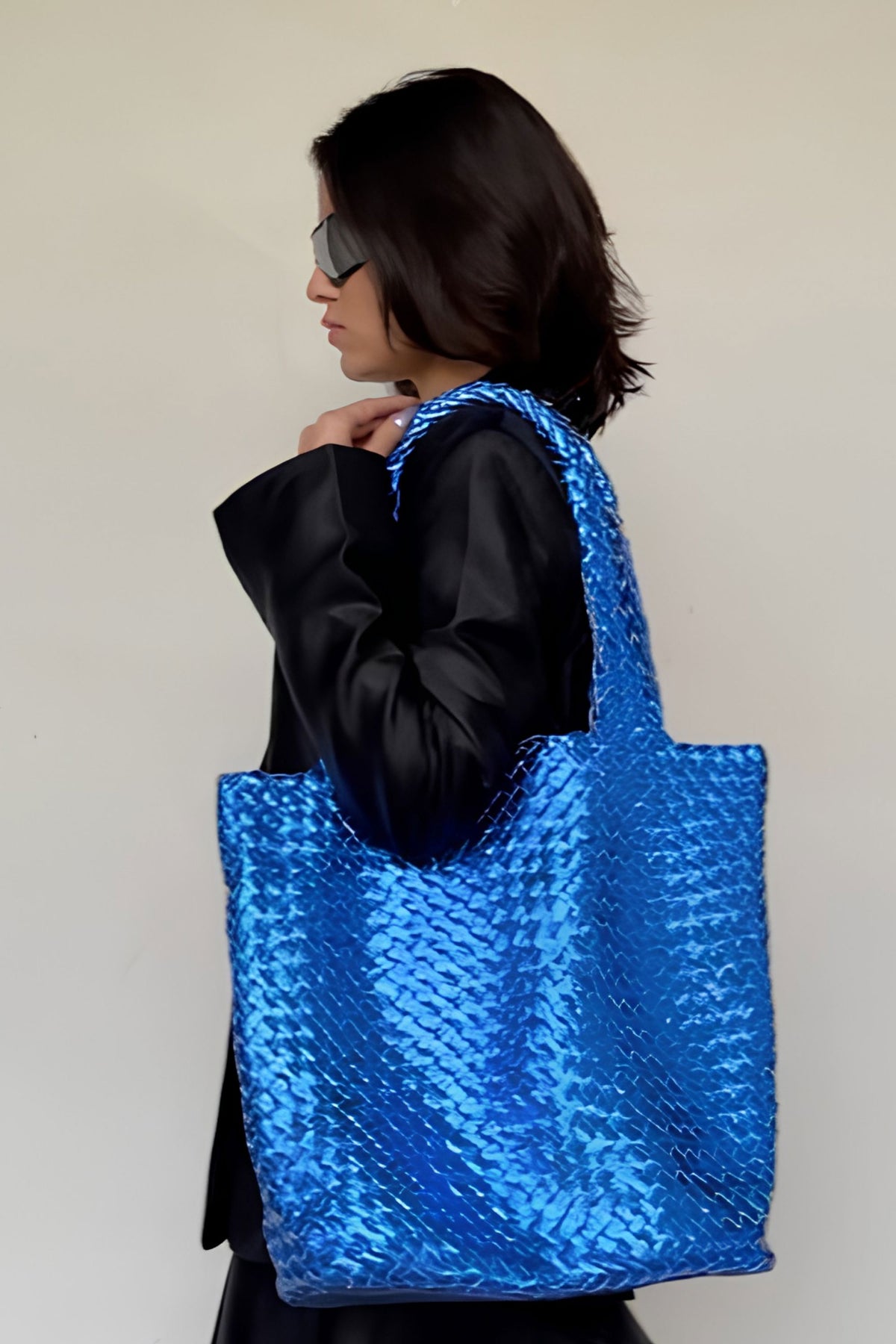Joie Tote in Metallic Blue