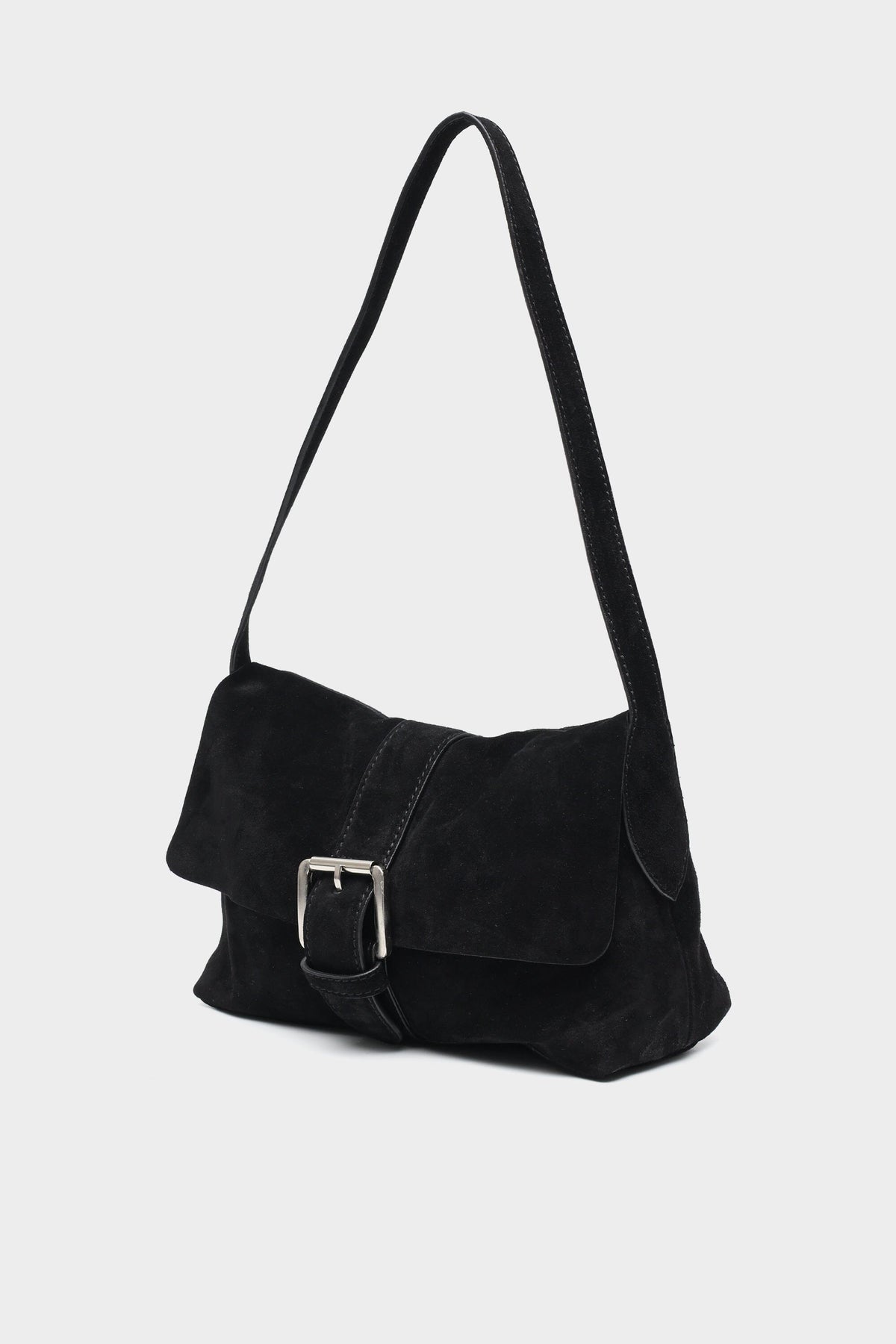 Marlow Flap Bag in Black Suede