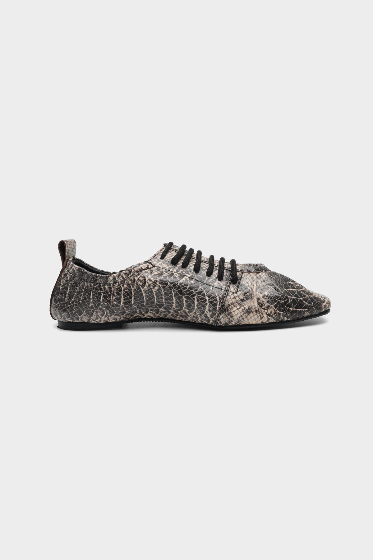 Hand-Ruched Sneaker in Taupe Snake