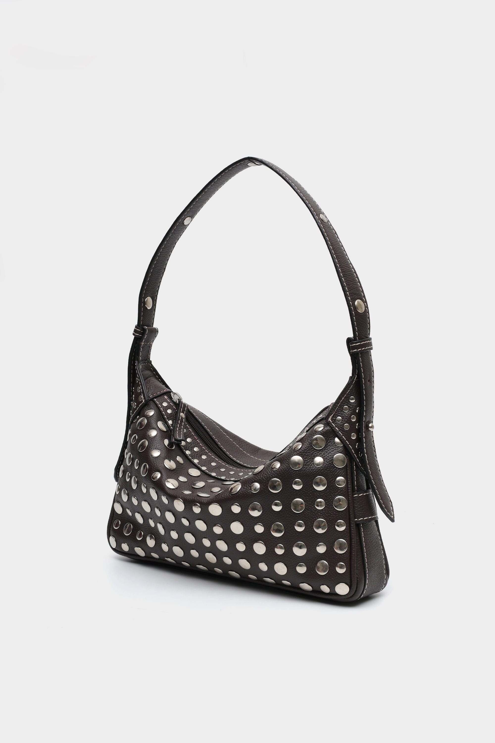 Icon Studded Baguette in Brown