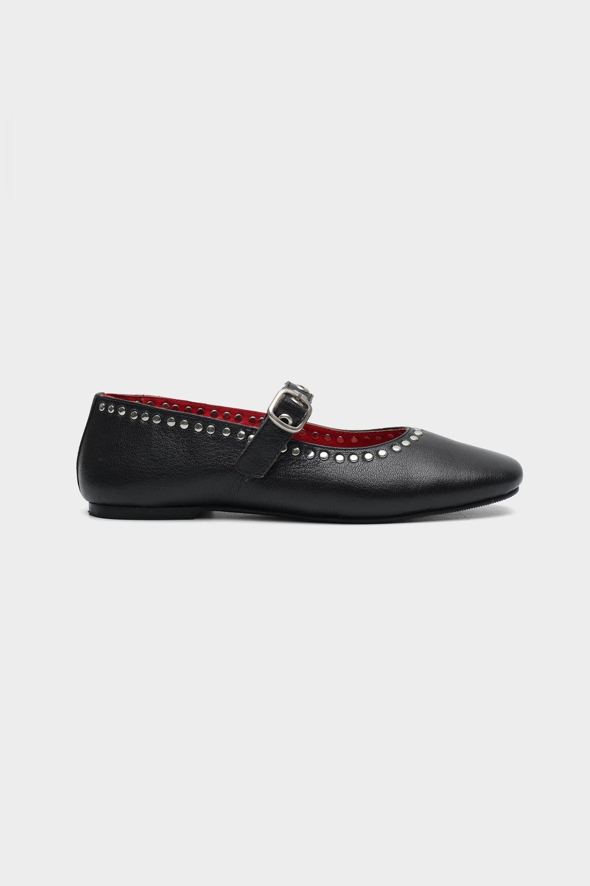Black Ballet Flats with Rivet Detailing