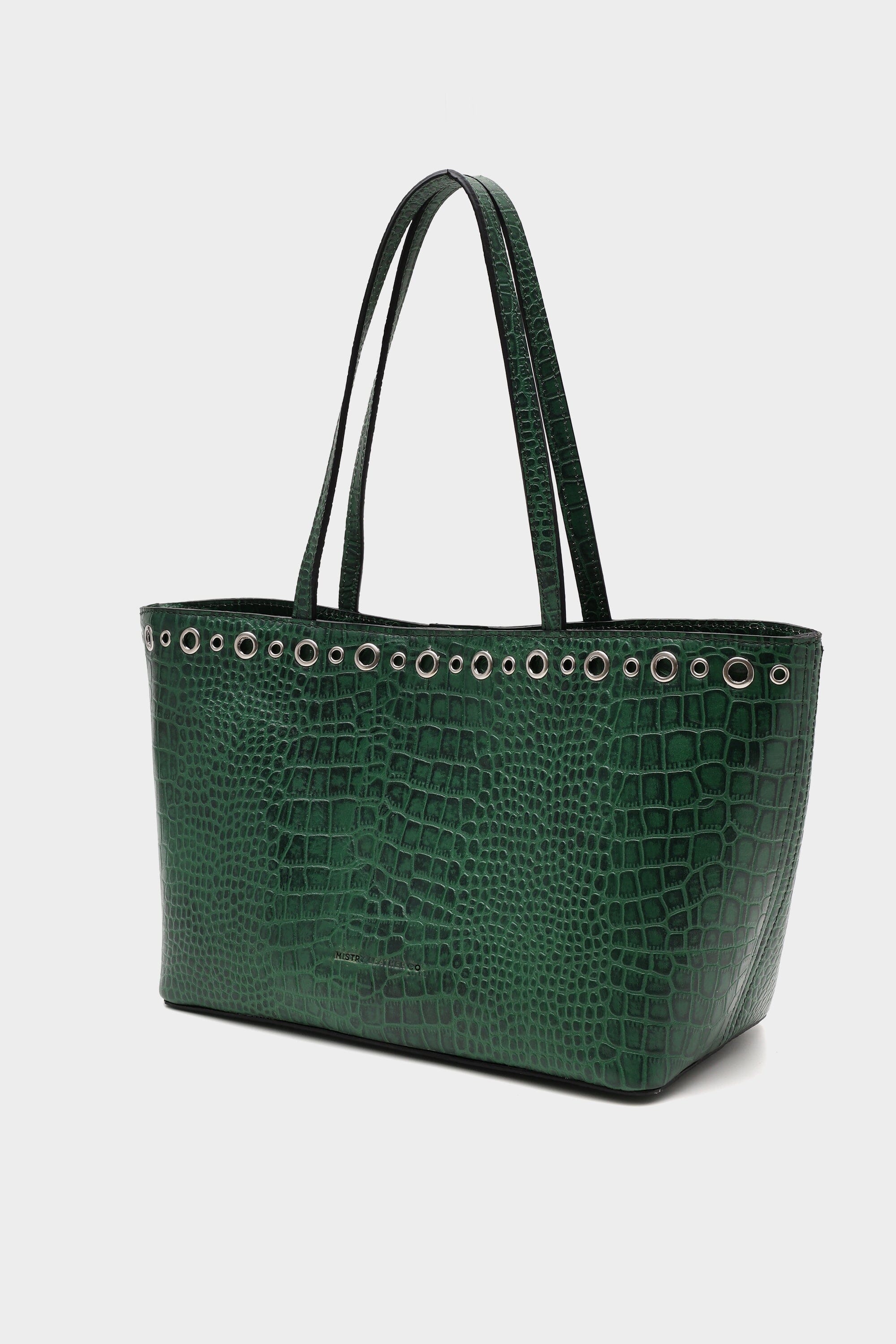 Basic Tote Mini in Forest Green with Eyelet Details