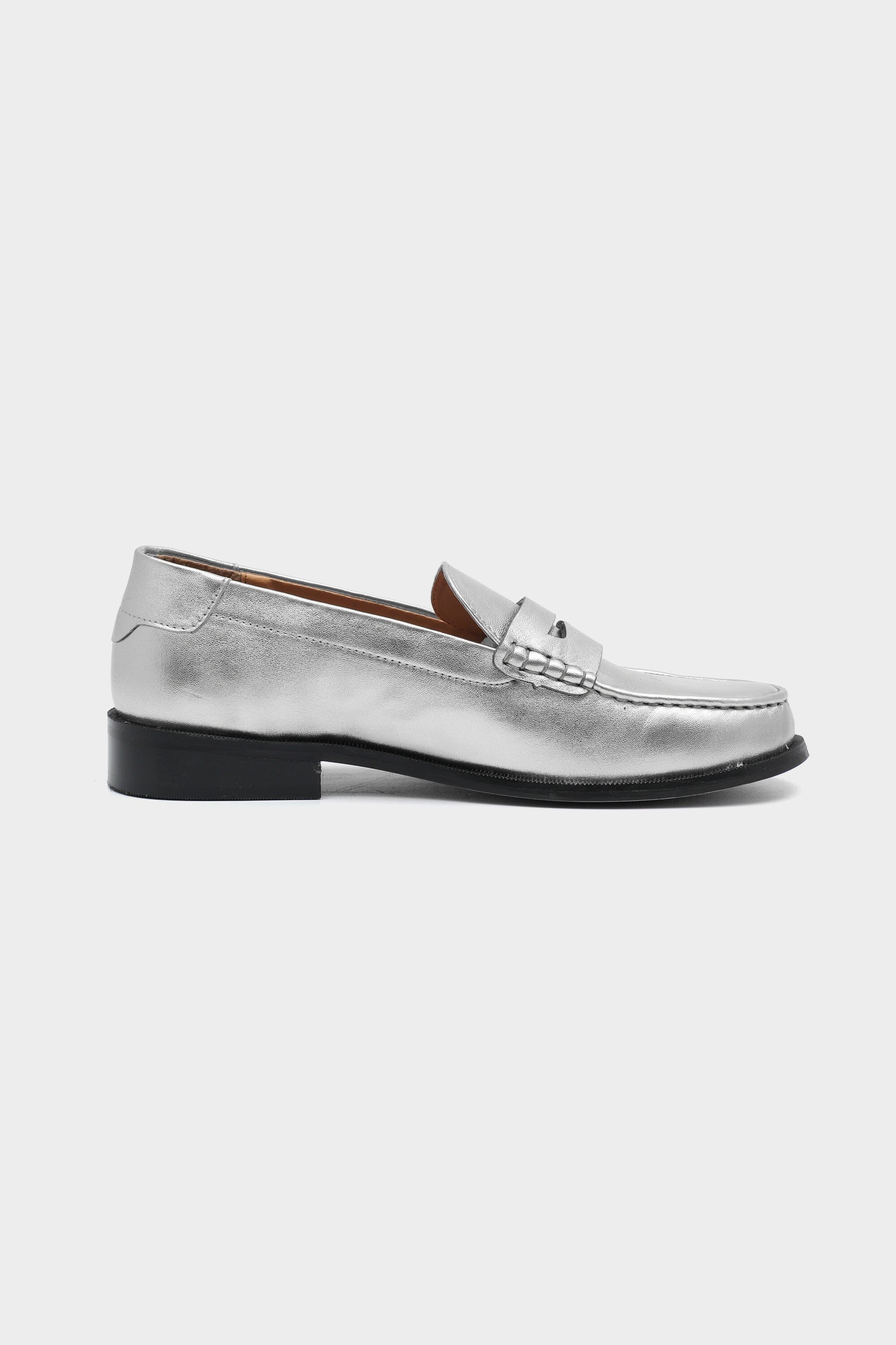 Classic Penny Cut Loafers in Crushed Silver