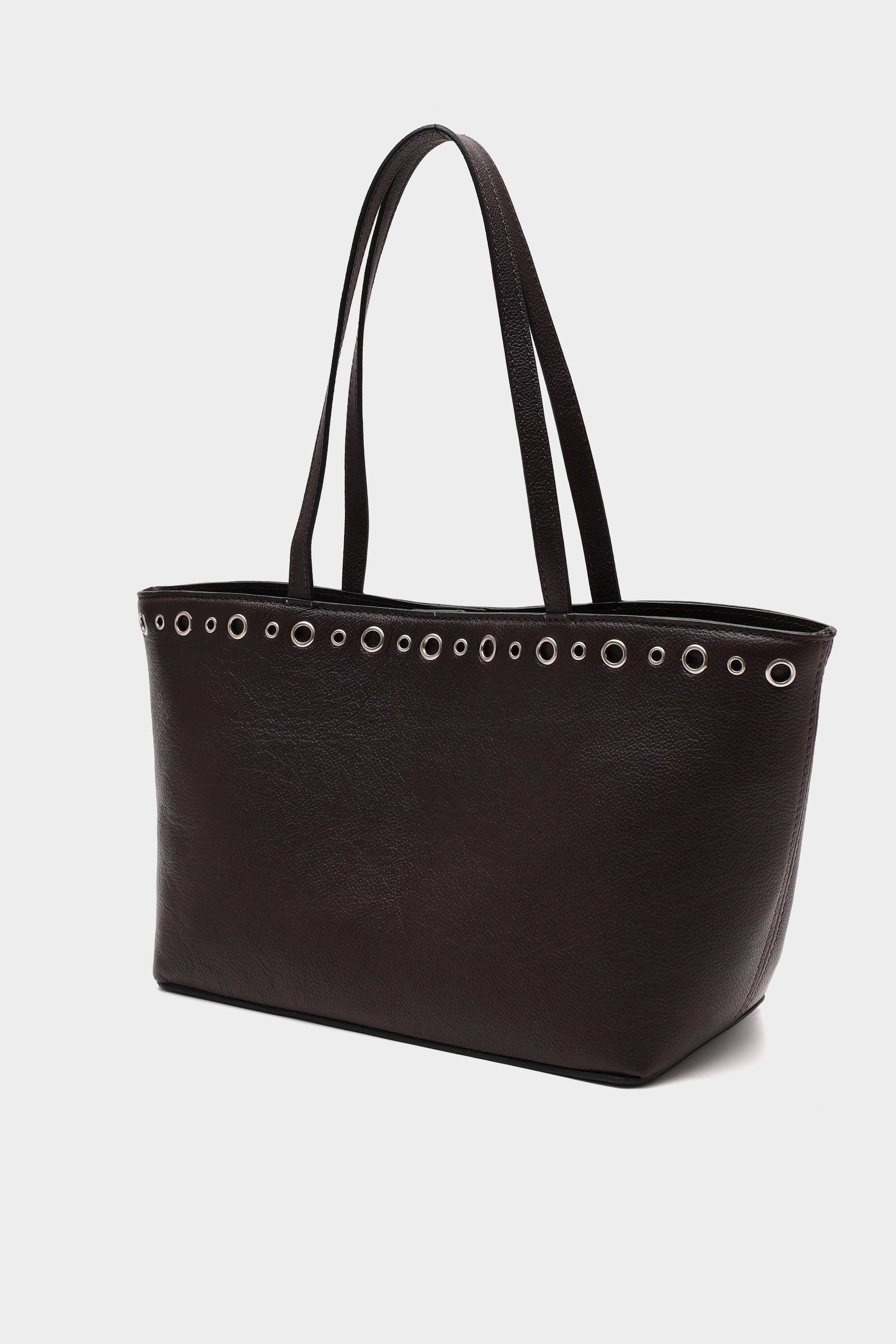 Mini Basic Tote Pebbled Brown with Eyelet Details