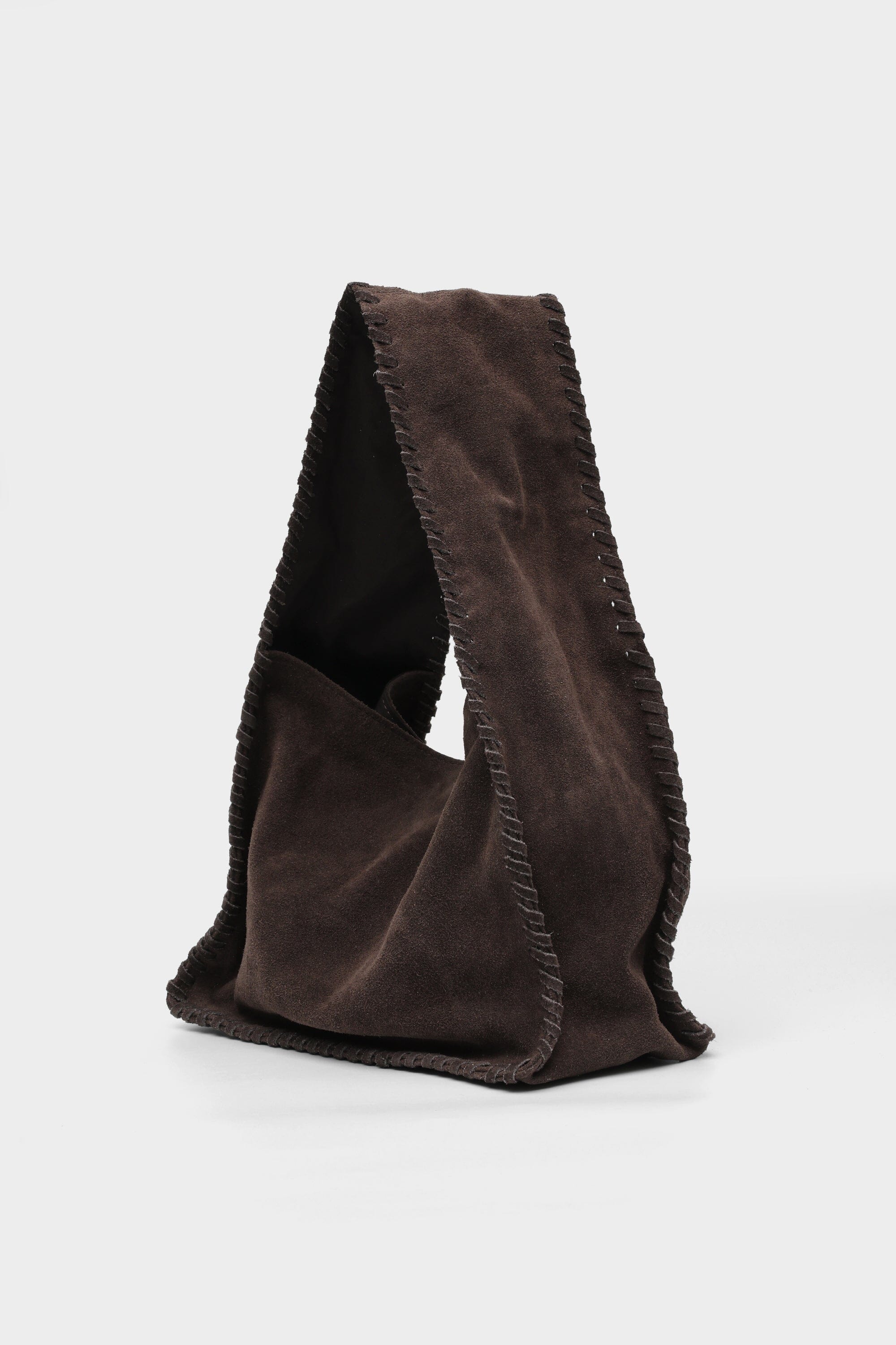 Bento Large in Brown Suede Whipstitch