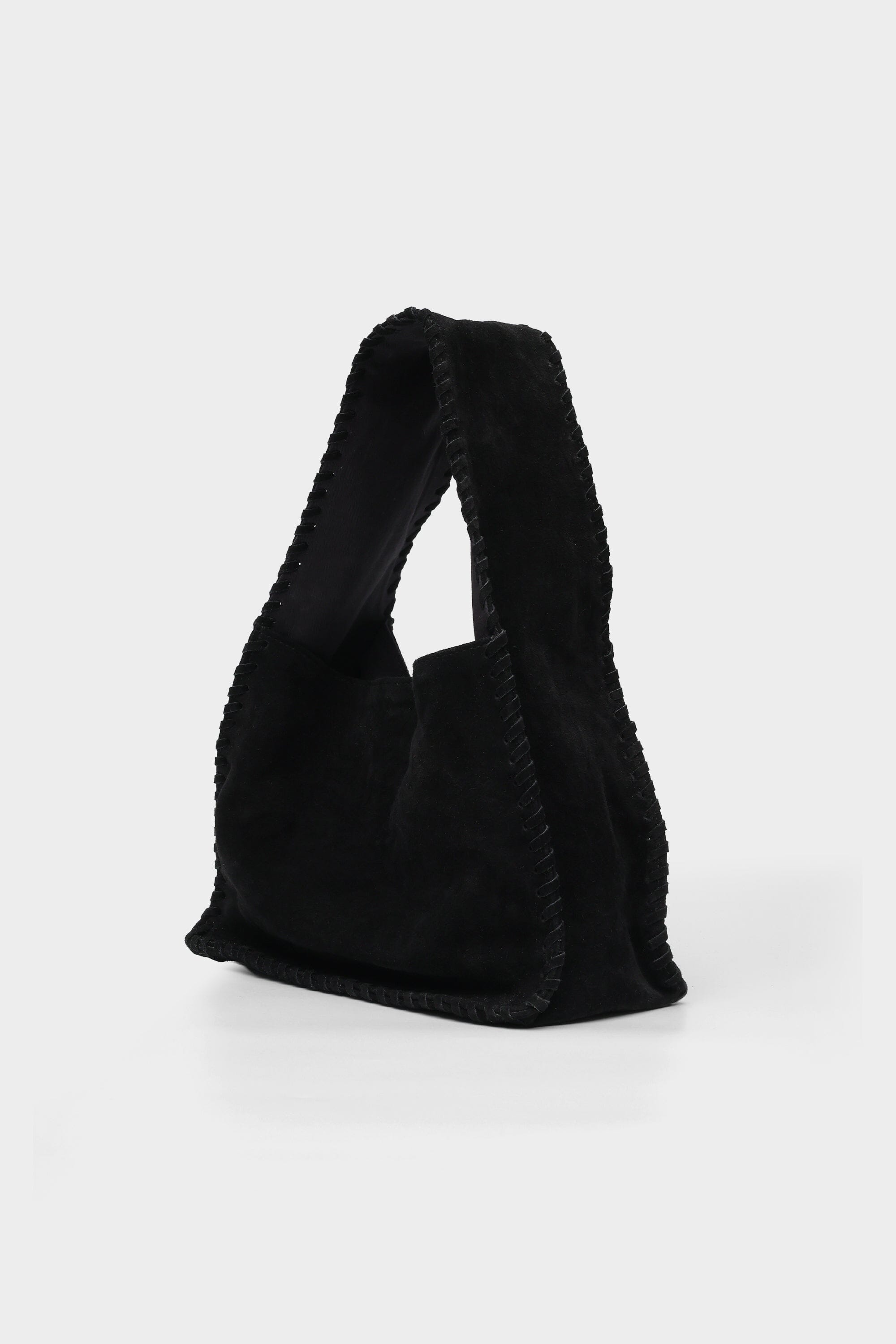 Bento Mini in Black Suede Whipstitch