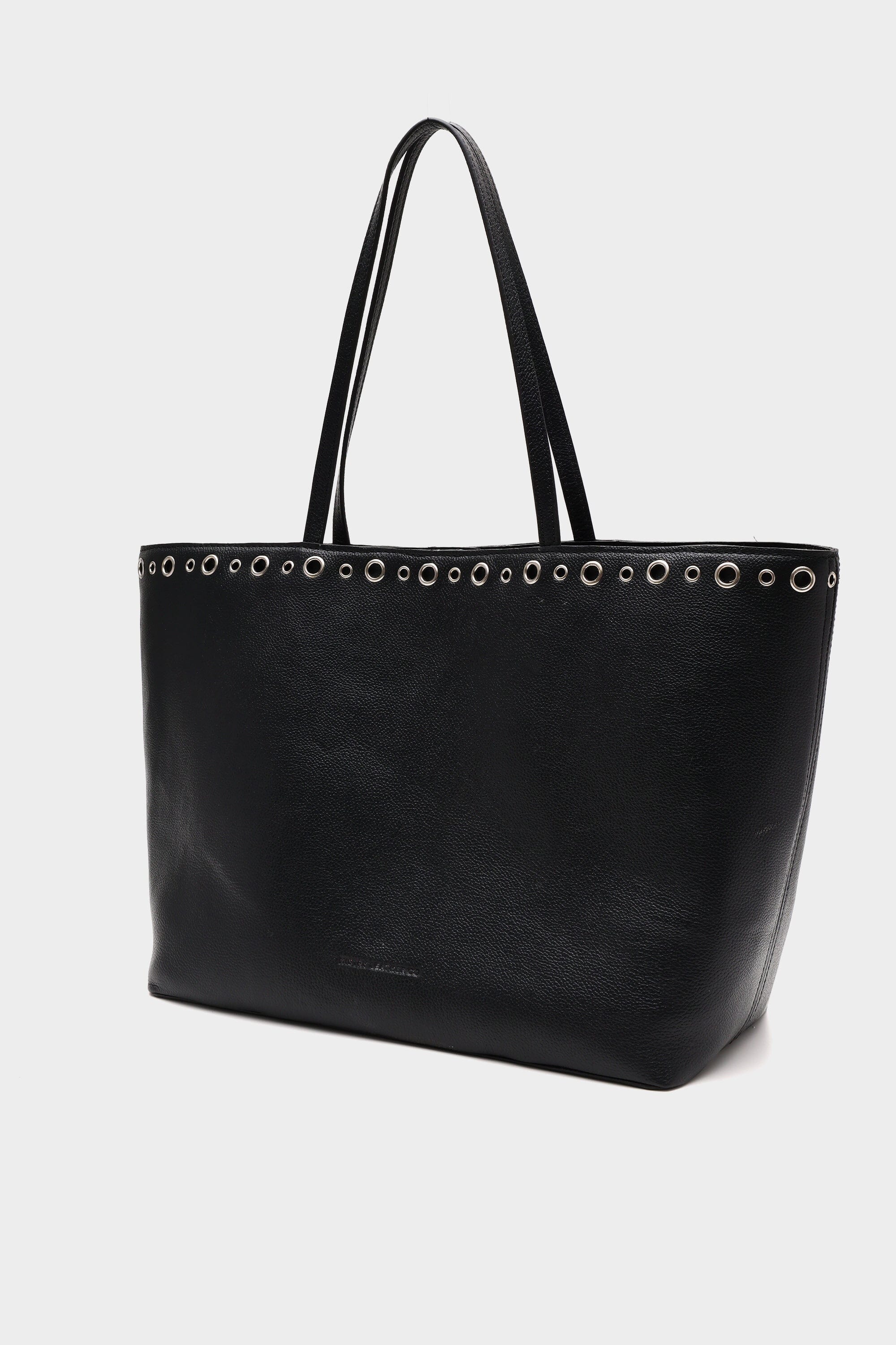 Basic Tote Pebbled Black with Eyelet Details
