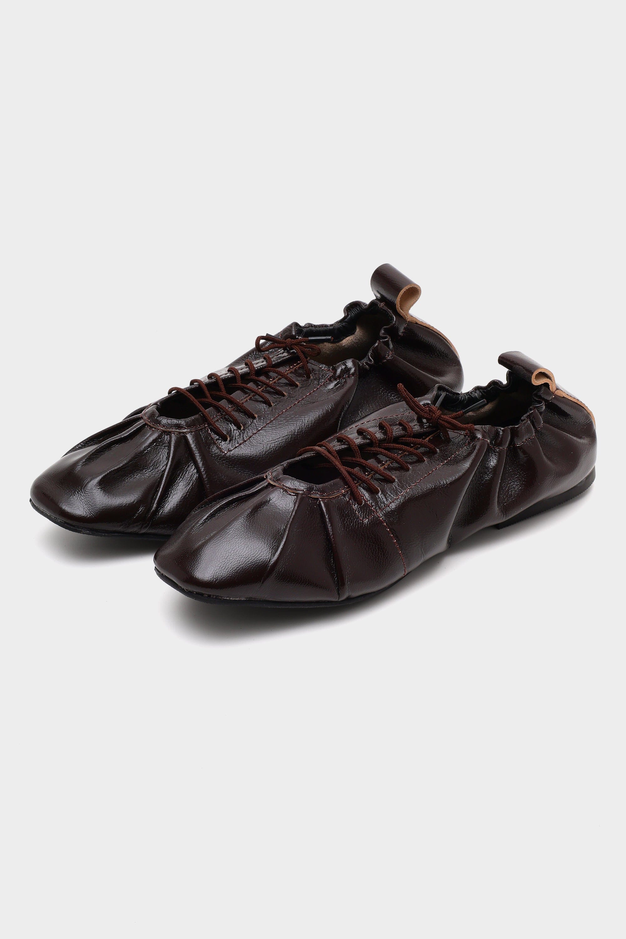 Hand-Ruched Ballerinas Mahogany