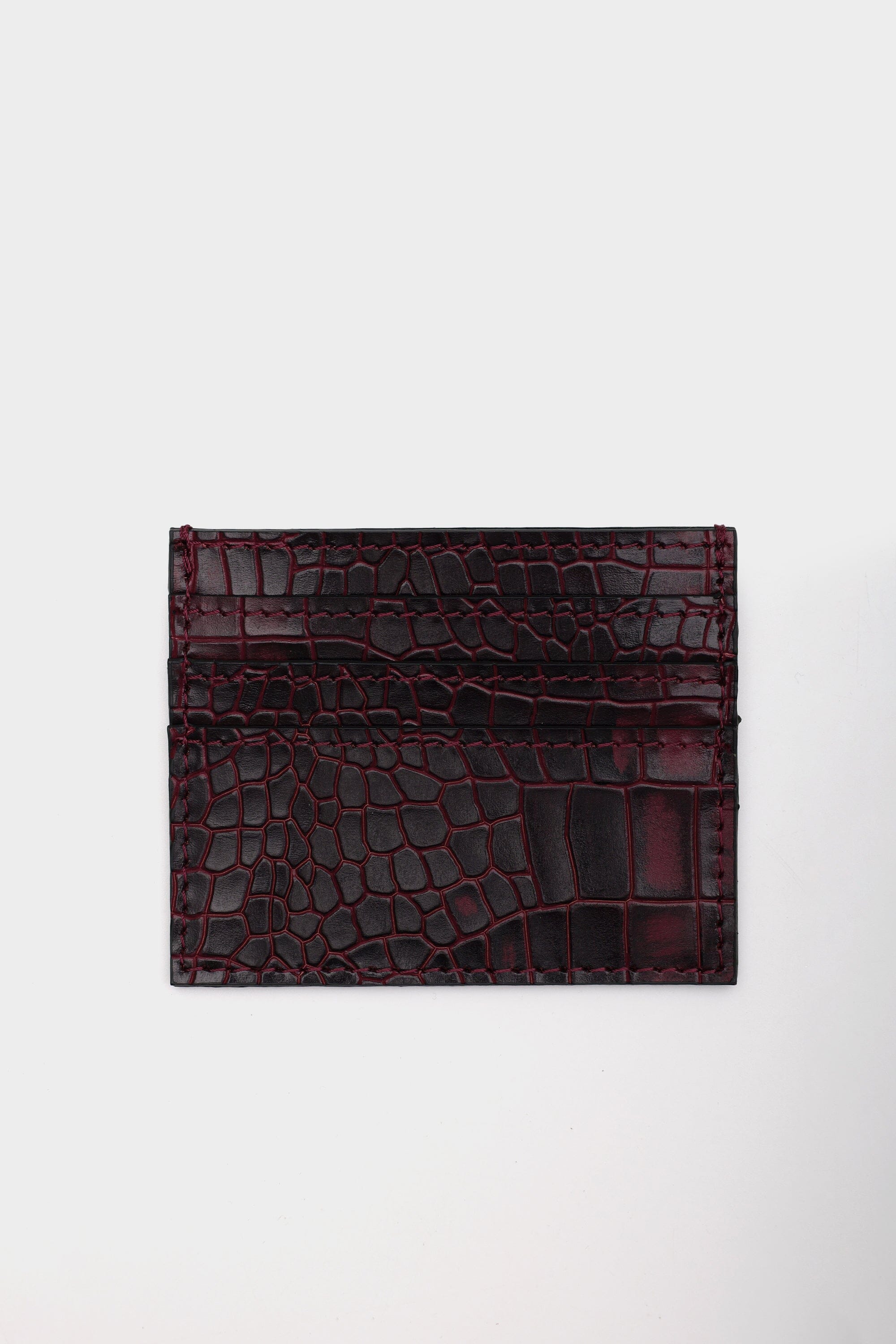 Croc Embossed Everyday Cardholder in Mulberry