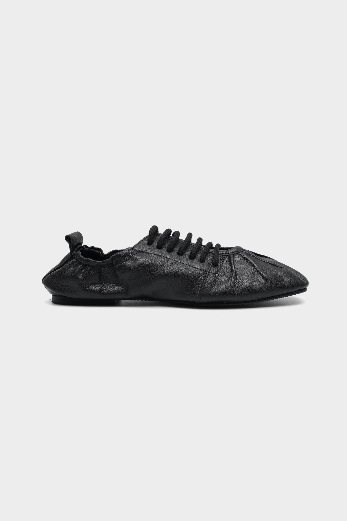 Hand-Ruched Sneaker in Black