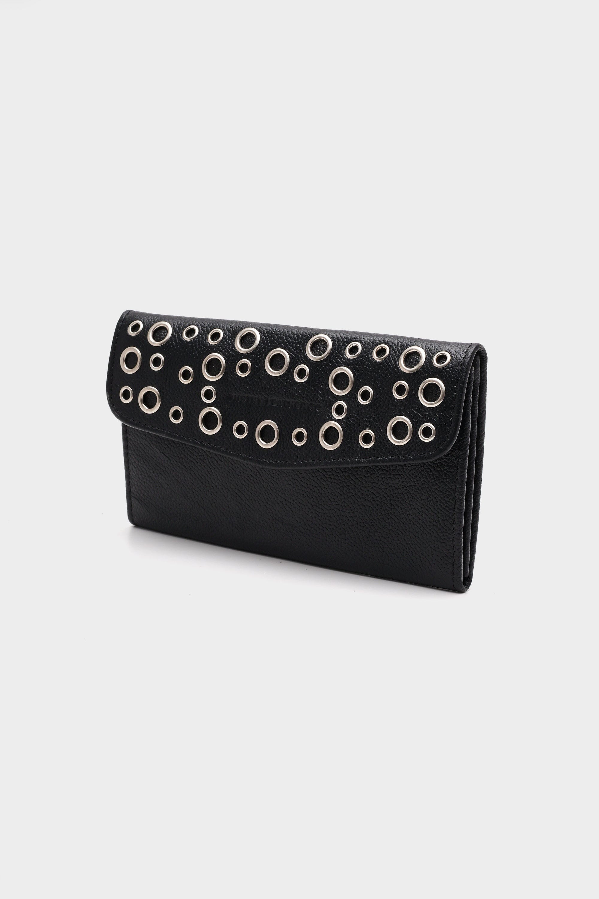 Leather Wallet with Silver Eyelets
