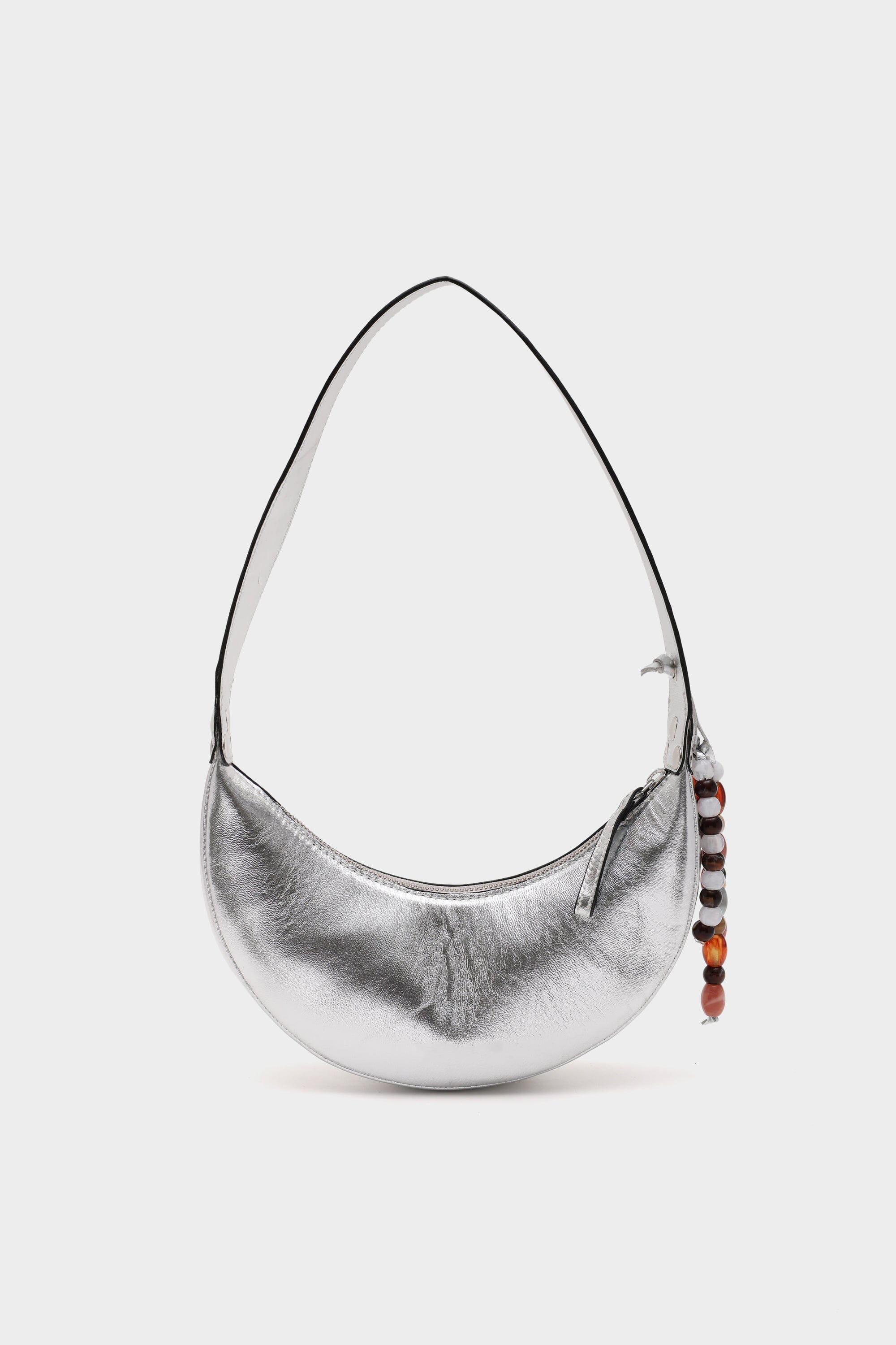 Selena in Silver Patent Leather with Bead Embellishments