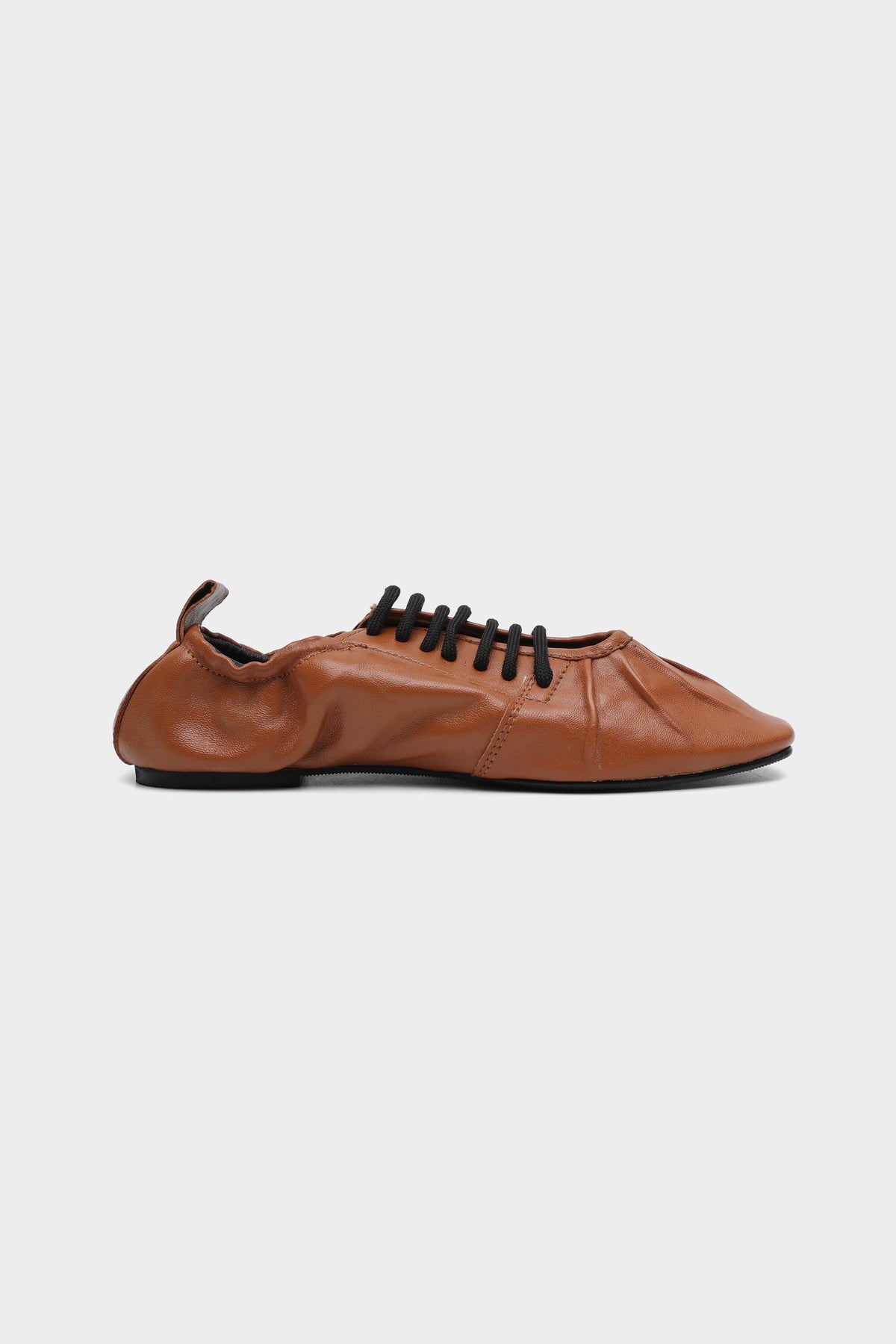 Hand-Ruched Sneaker in Tan