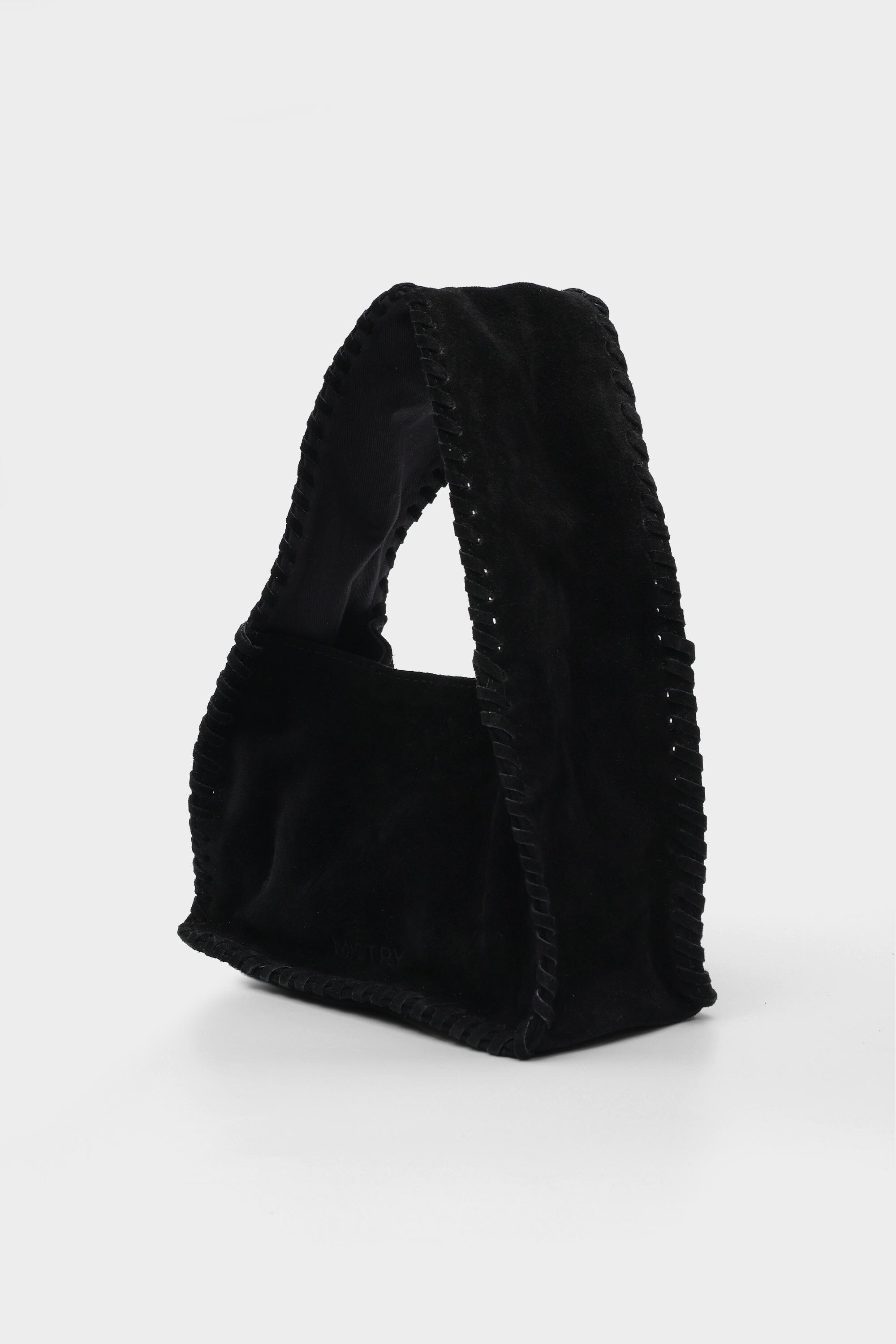 Bento Large in Black Suede Whipstitch