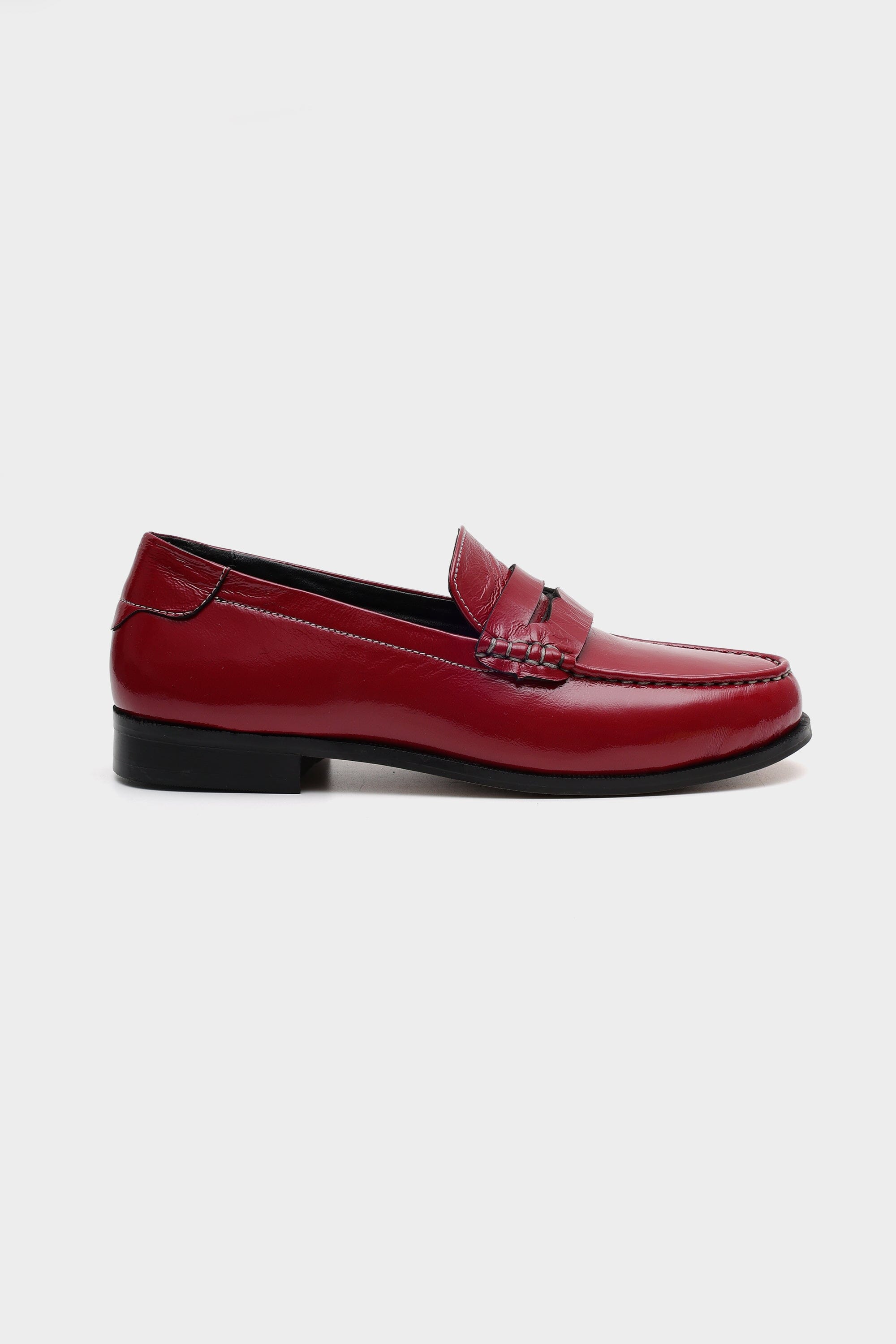 Classic Penny Cut Loafers in Red Patent Leather