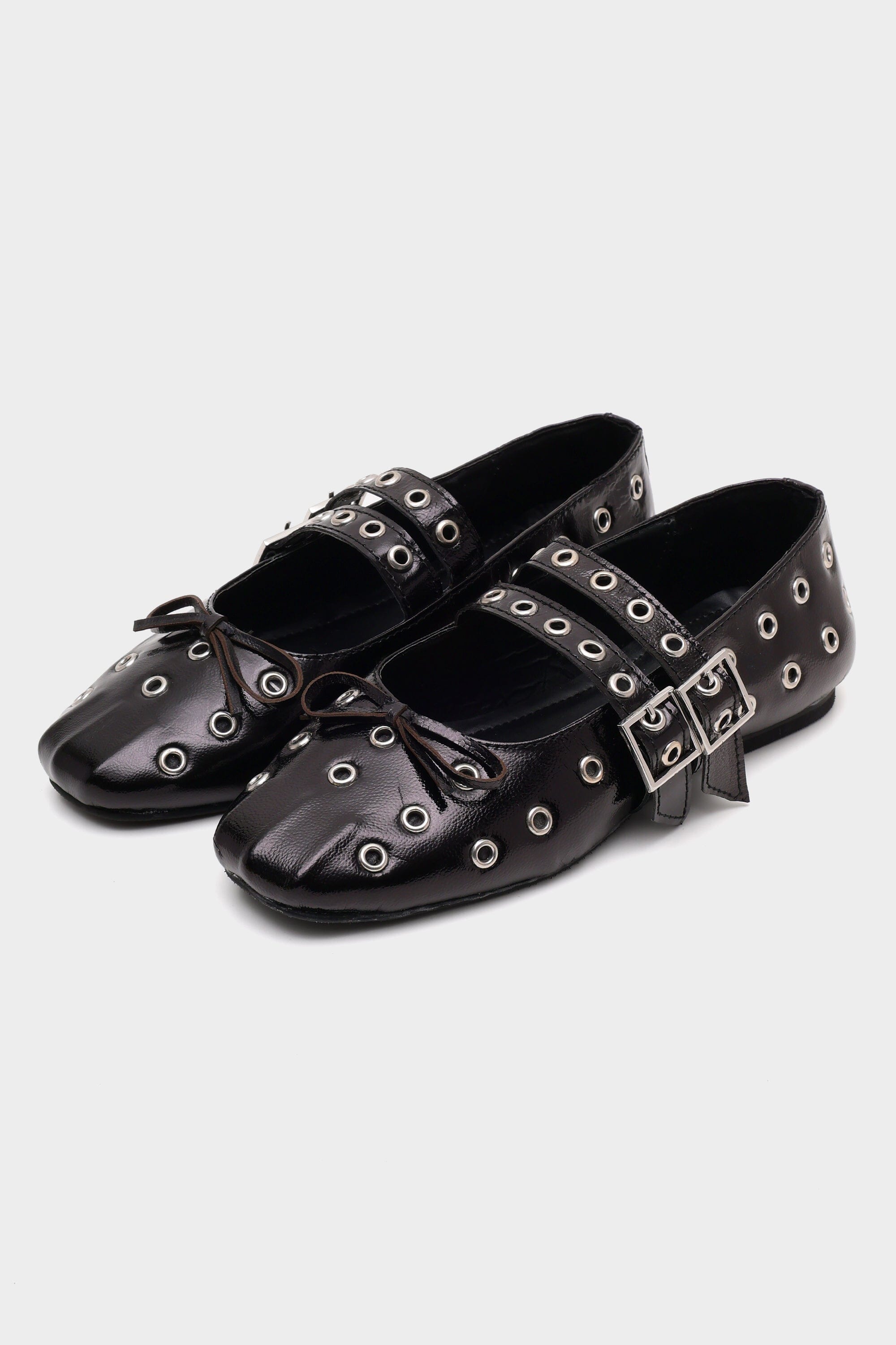 Black Rogue Ballerinas with Grommets
