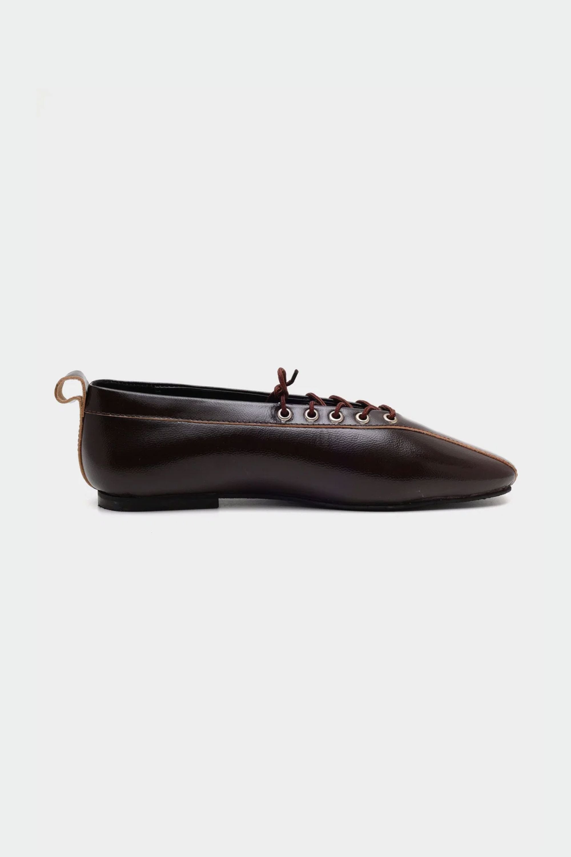 Lace-Up Ballerinas in Mahogany