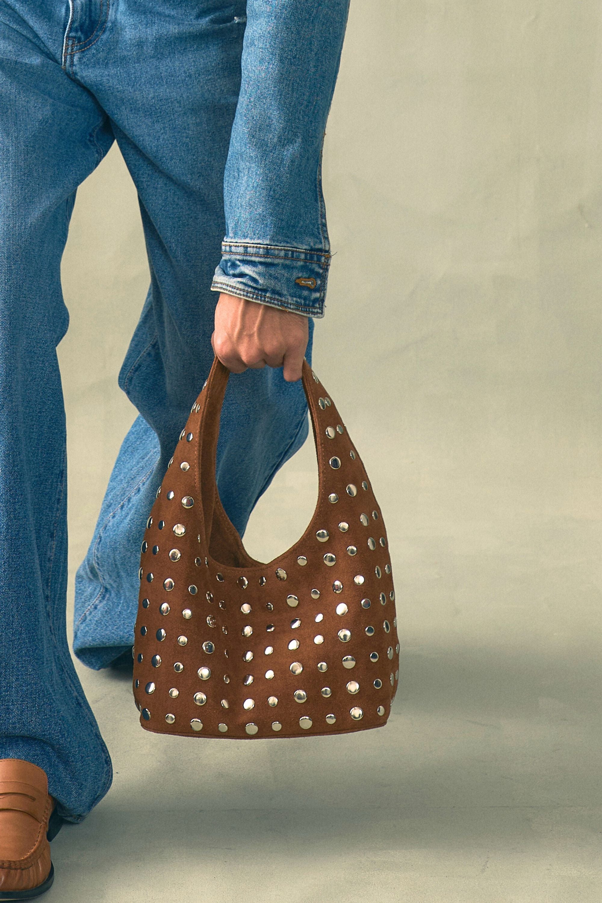 Icon Studded Midi in Terra Suede